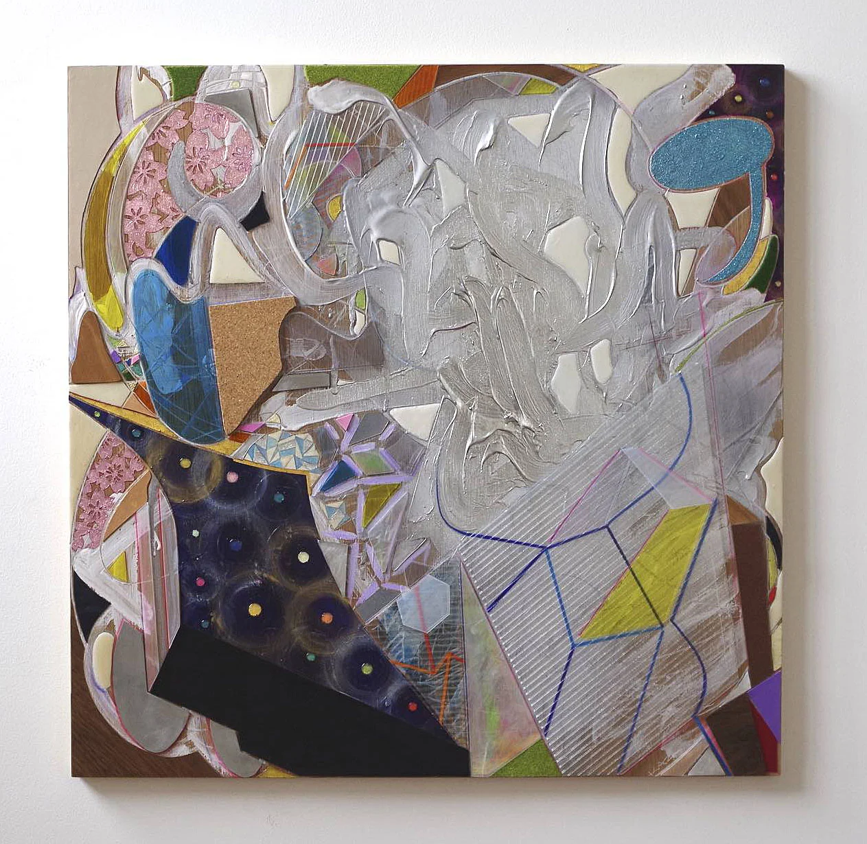 “Astro-Spring”, Mixed Media (on wood panel), 2017, 30.3 x 30.3 inches, $2000.