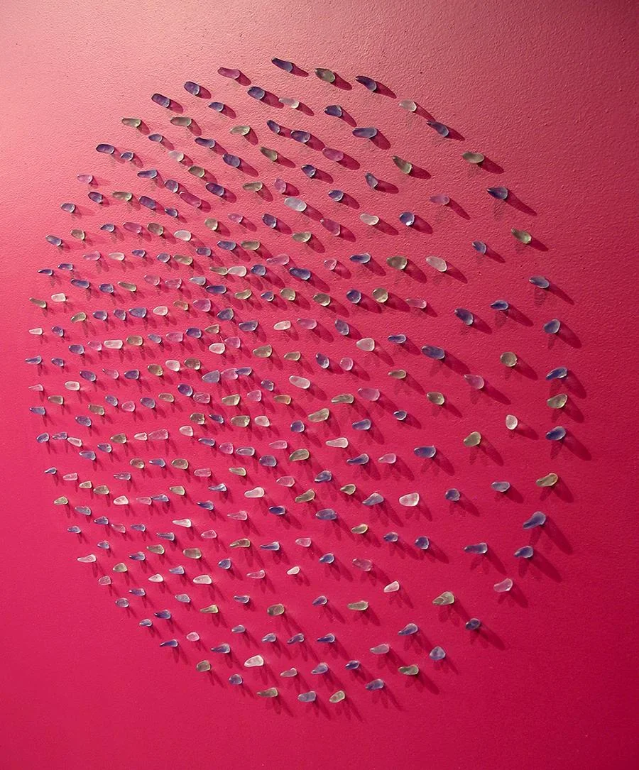 Silent Fear, 43” x 43” x 1”, cast glass, paint, POR