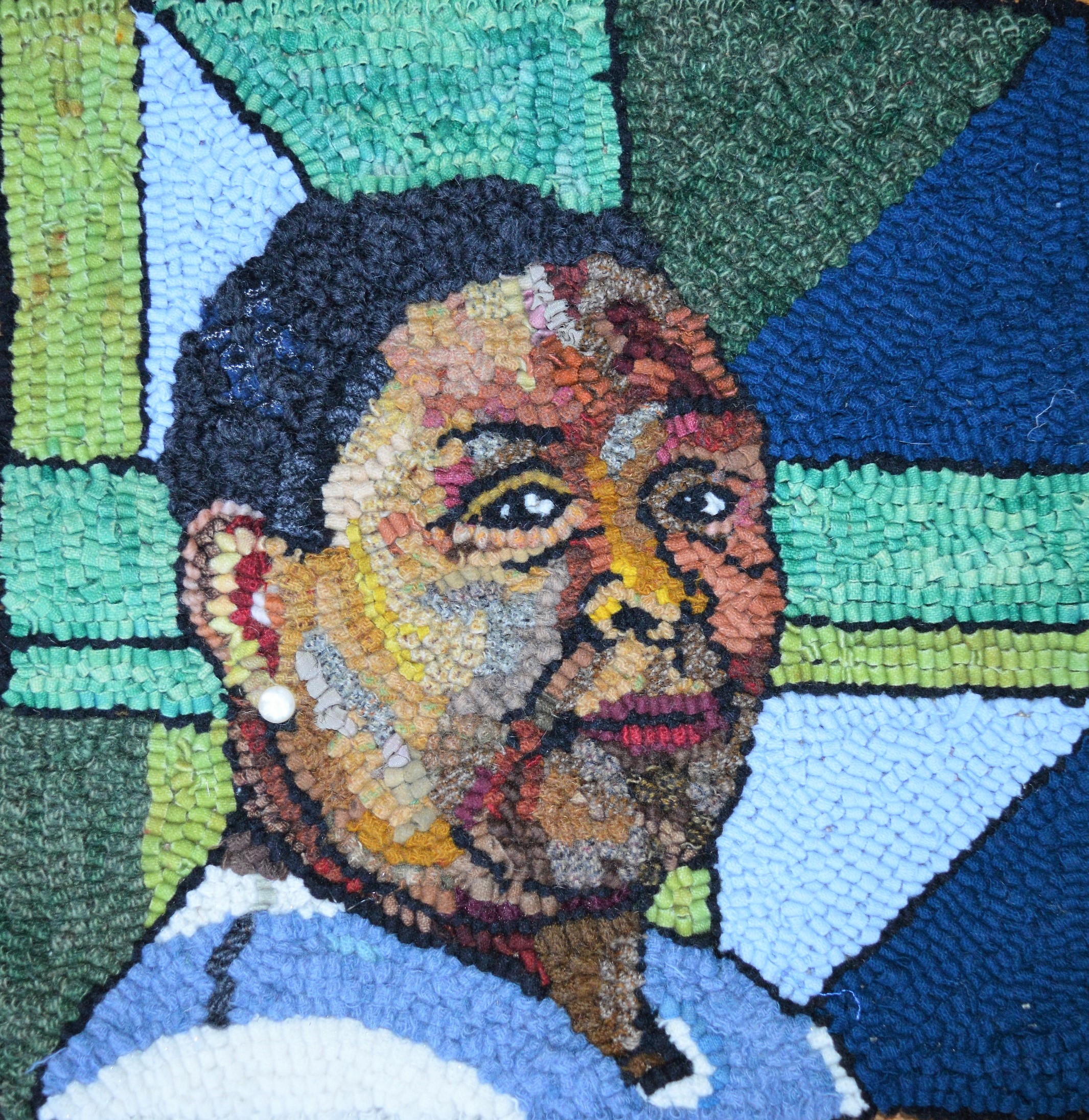 “Essie Bendolph Pettway, Gee's Bend Quilter”, textile, 15x15 inches