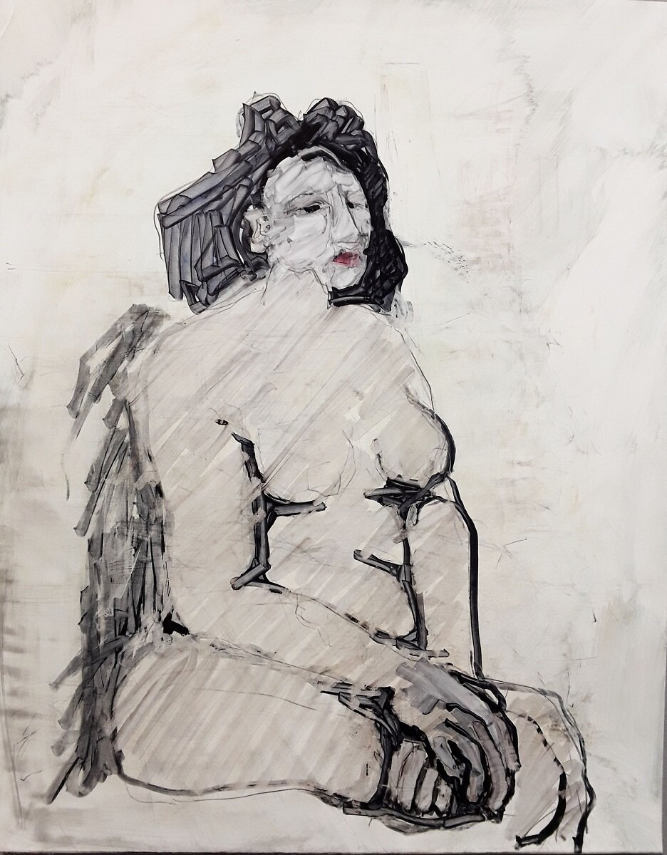   Carol Blum   “Lady Grey” 11" x 14" x .25"; Marker on Yupo $250. 