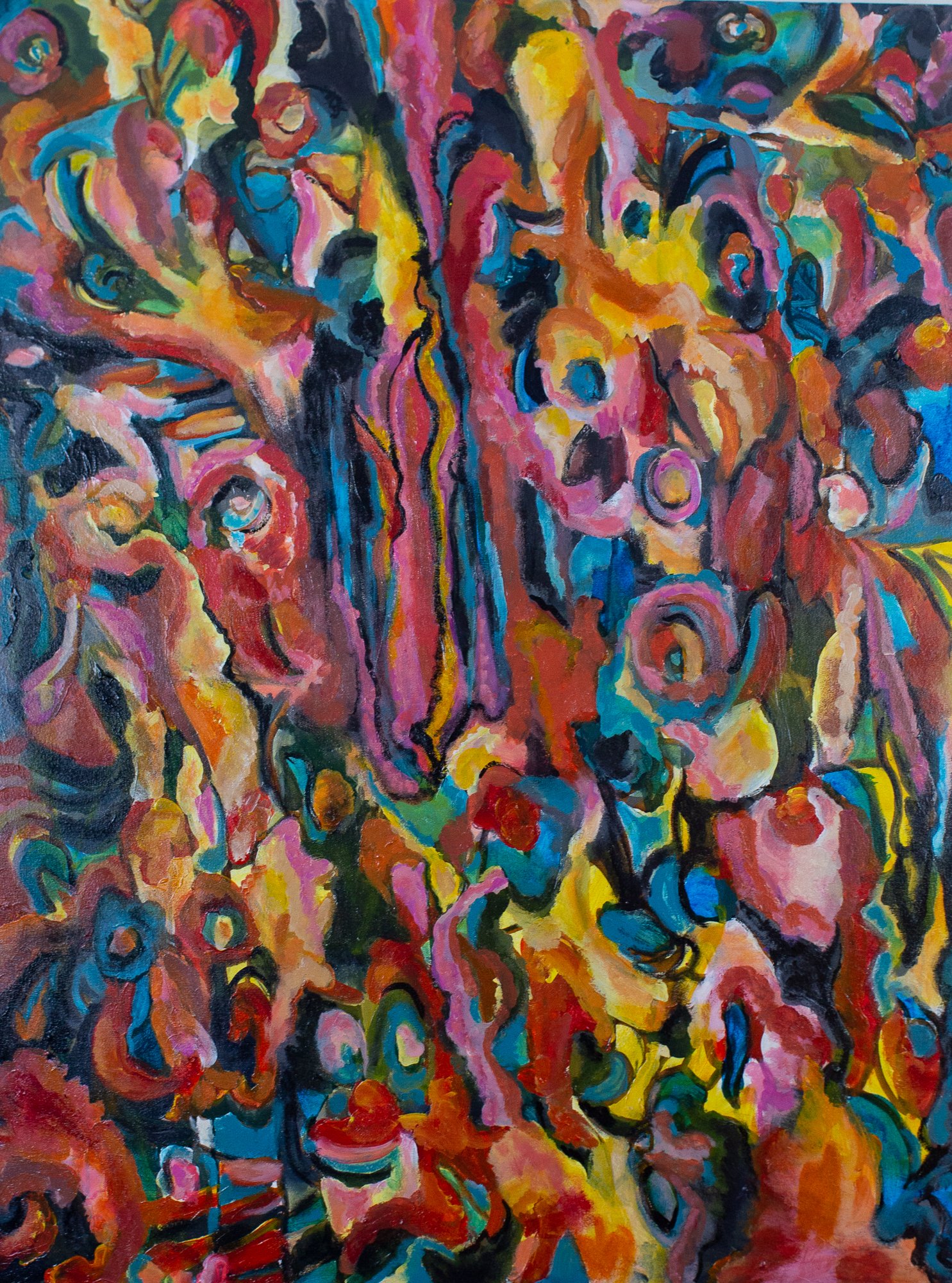   &nbsp;“Running Wild” 48” X 36”X 1.5”; Painting $2400.    Lifting restraints and letting your imagination run Free! Free! Free!        