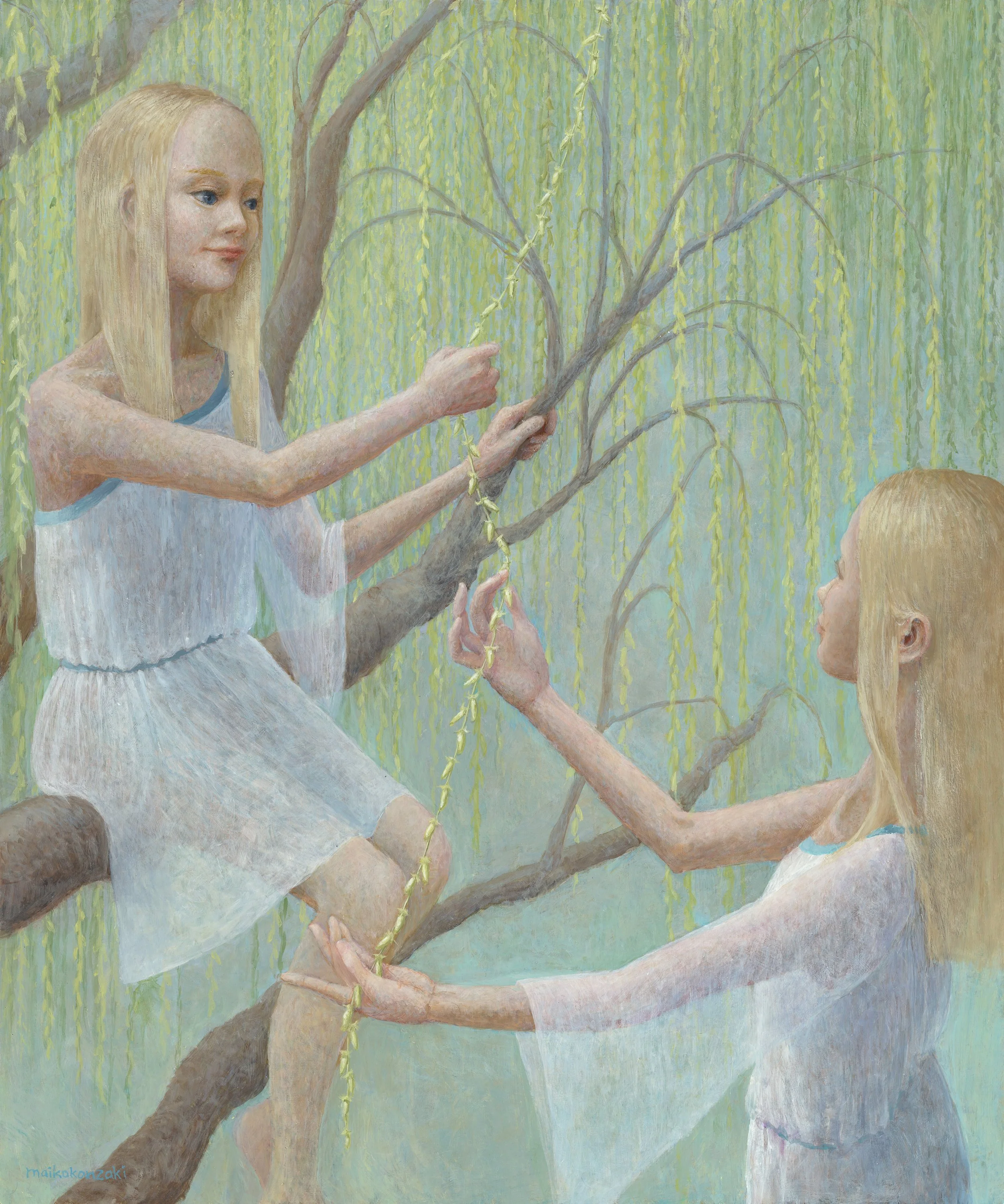 “Spring Willow threads”, Maiko Kanzaki, 72.7 cm x 60.6 cm, oil on panel, 2025