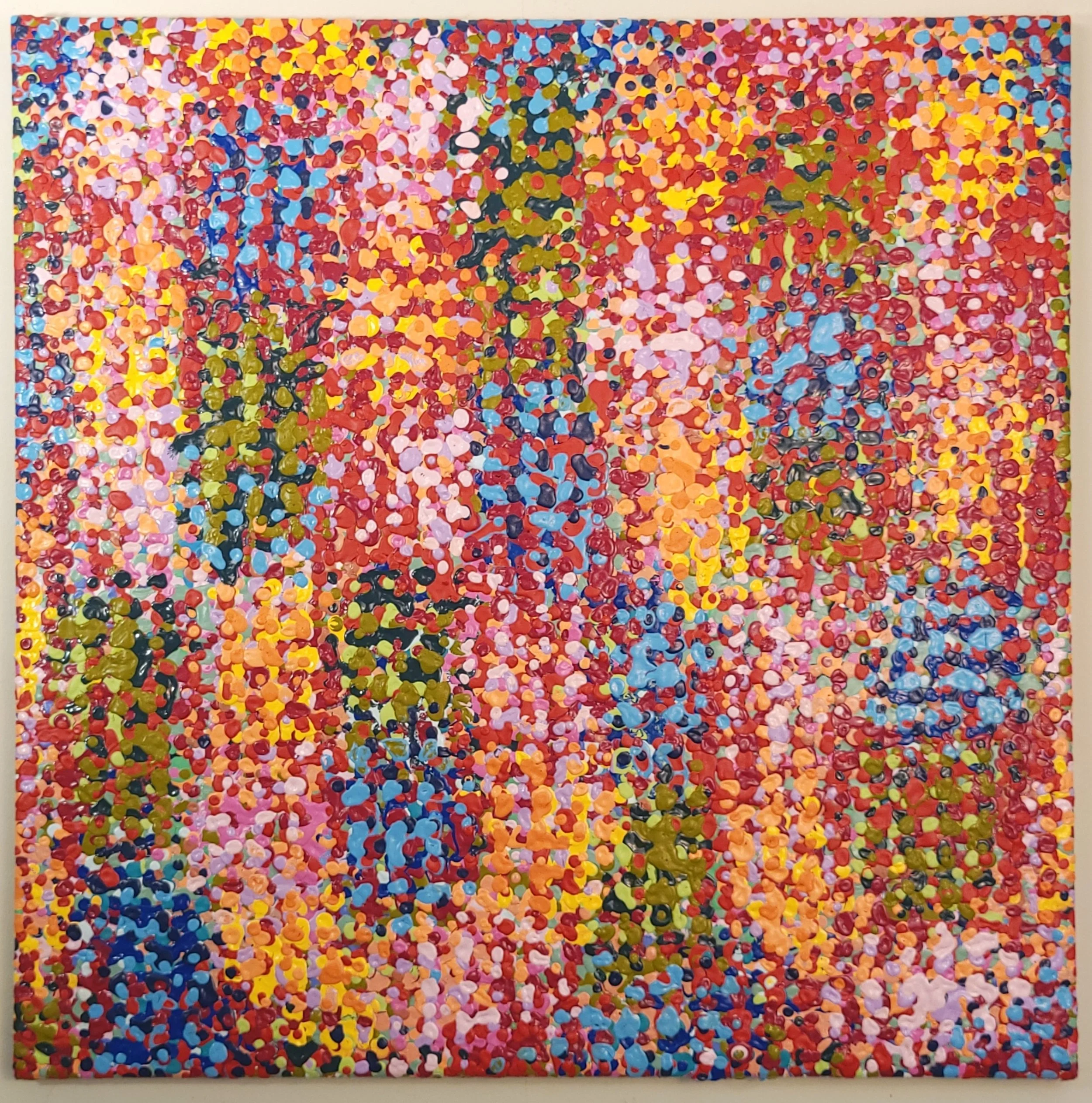 Droplet Painting #21, Acrylic, 21"W x 21"H x 1.5"D, 2025