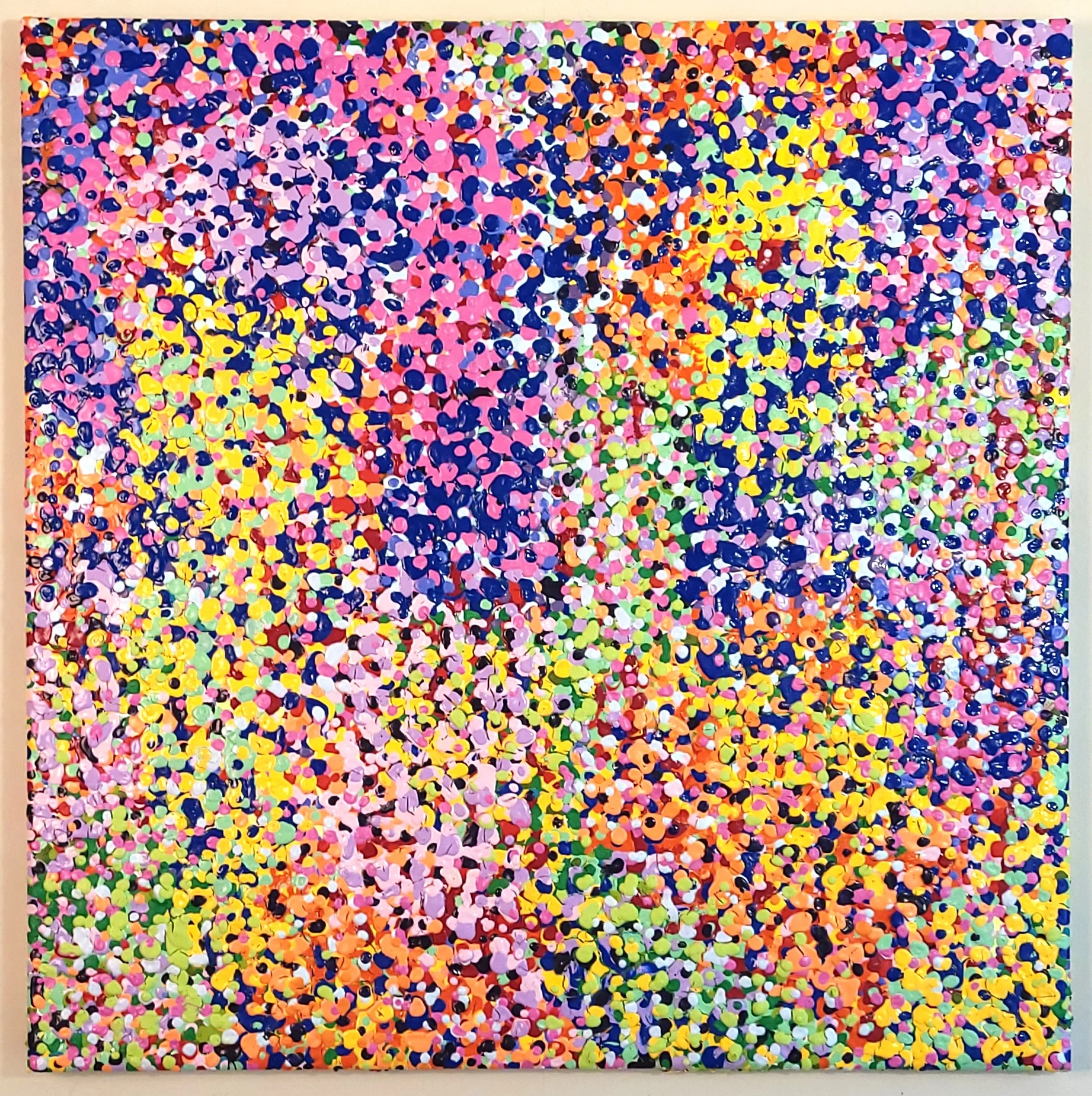 Droplet Painting #19, Acrylic, 21"W x 21"H x 1.5"D, 2025