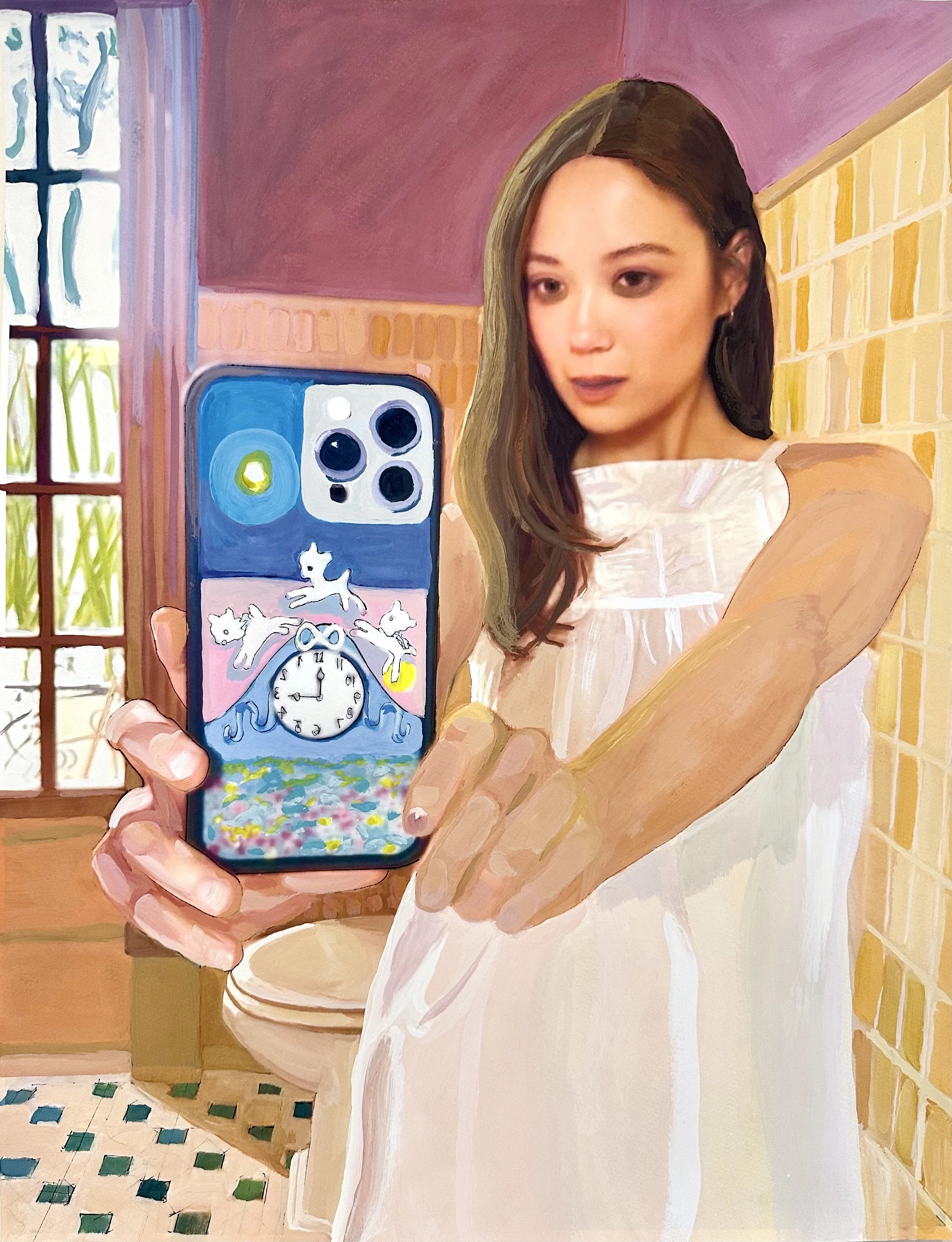 "@laufey 2", David Fitzgerald, Gouache on photo, 22" x 17"