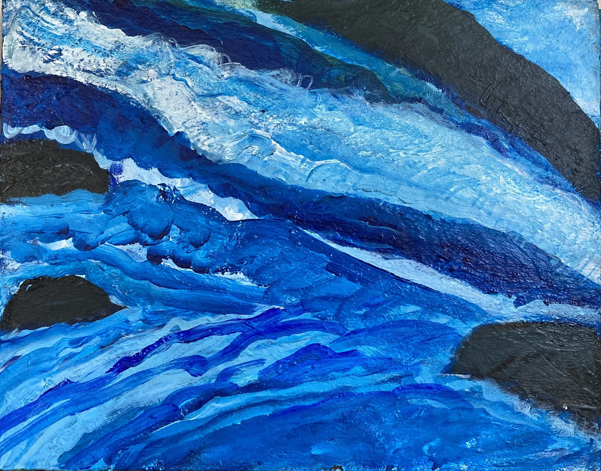 "Whitewaters", Dorothy Shaw, Acrylic, 12” x 15”, 2024