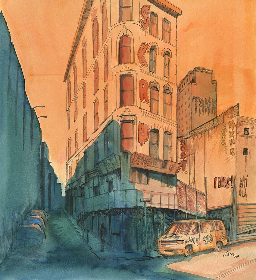Forsyth Street, Chinatown NYC Eli Portman Pen and Ink, Watercolor ​15.5 x 17 in. 2024