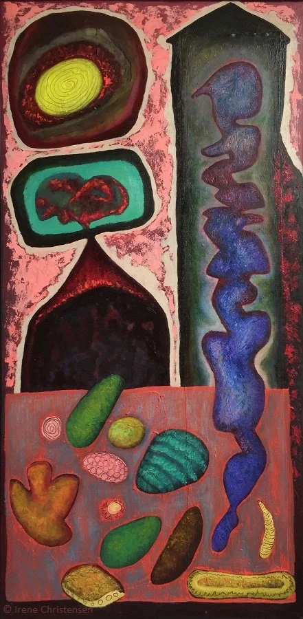 Tango. Oil on wood mixed media box sculpture, 48 × 24 in.