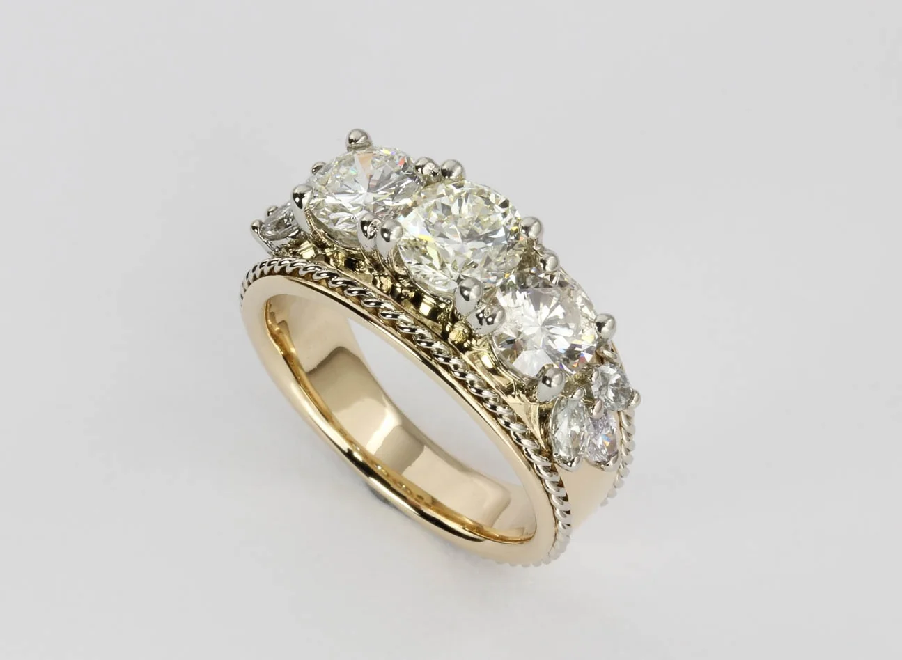 Yellow Gold and Milgrain Diamond Engagement Ring
