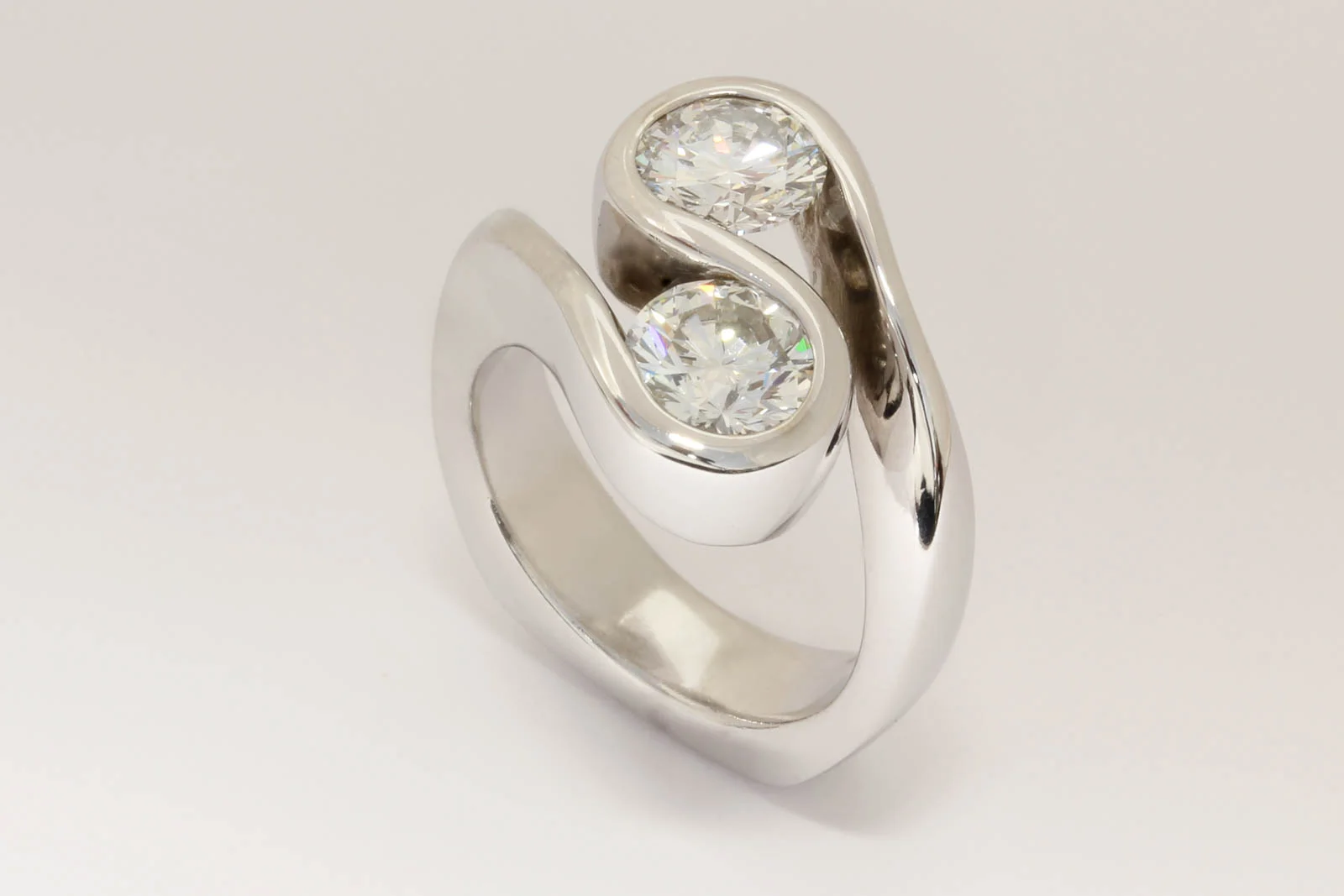 Two Diamond Bypass Ring