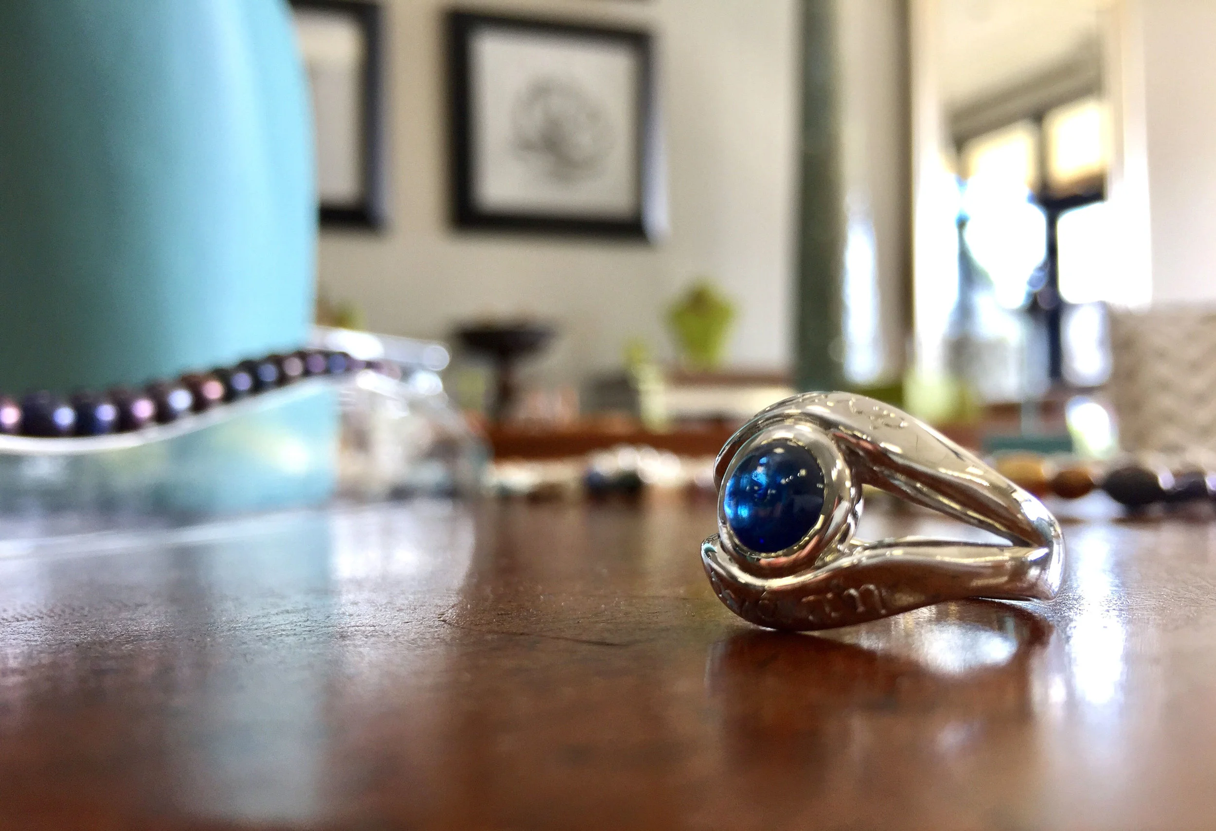 Custom Sapphire Cabochon Engagement Ring