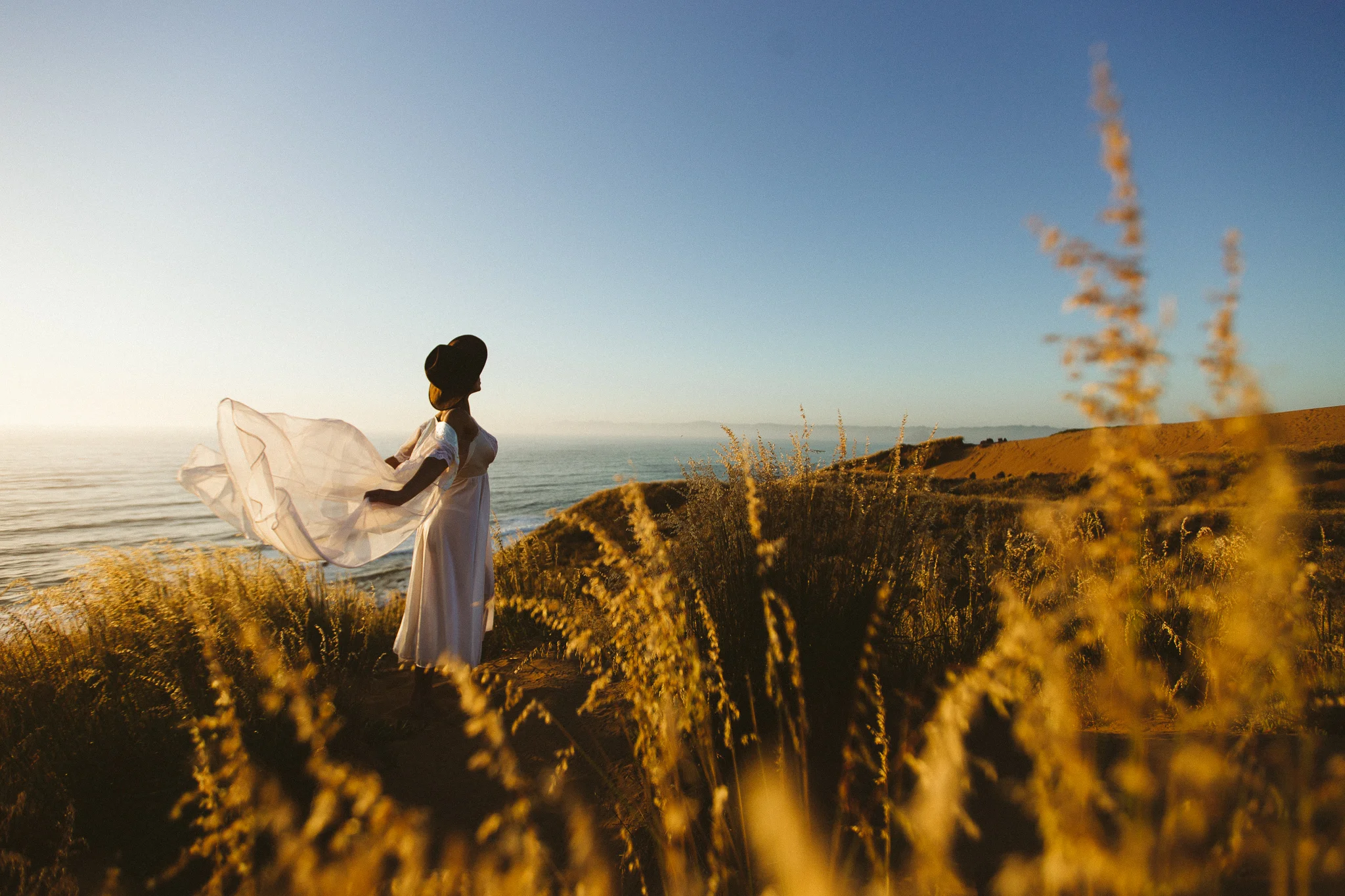 Vintage lingerie styled shoot, in the dunes at Montana de Oro, photographed by Jason Hudson.