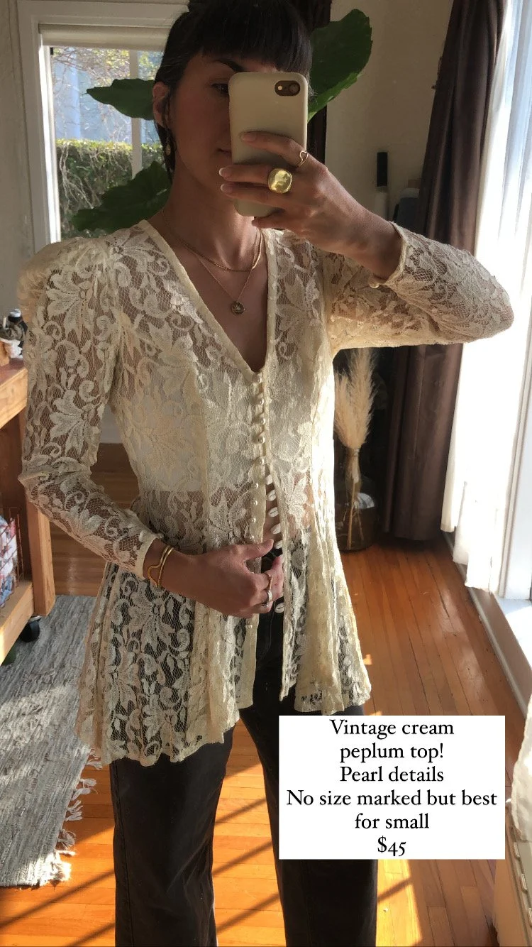 VTG Cream Peplum Top