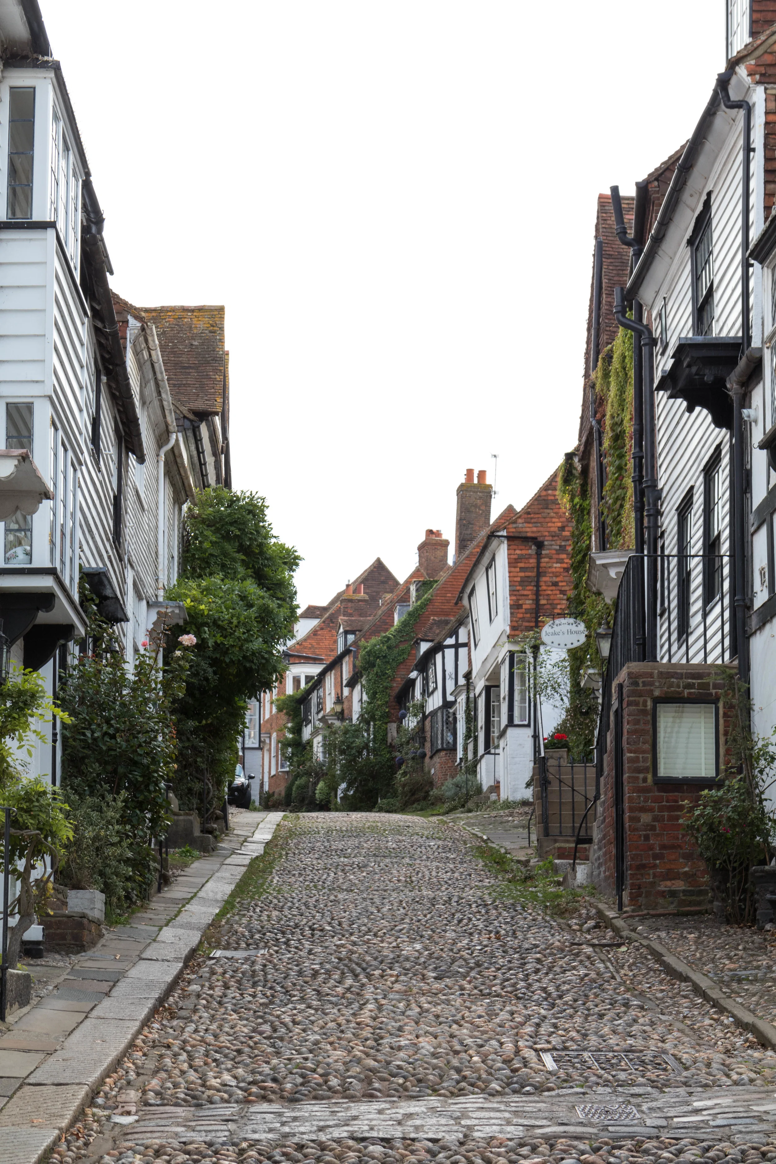 The foot of Mermaid Street in Rye, East Sussex, England.