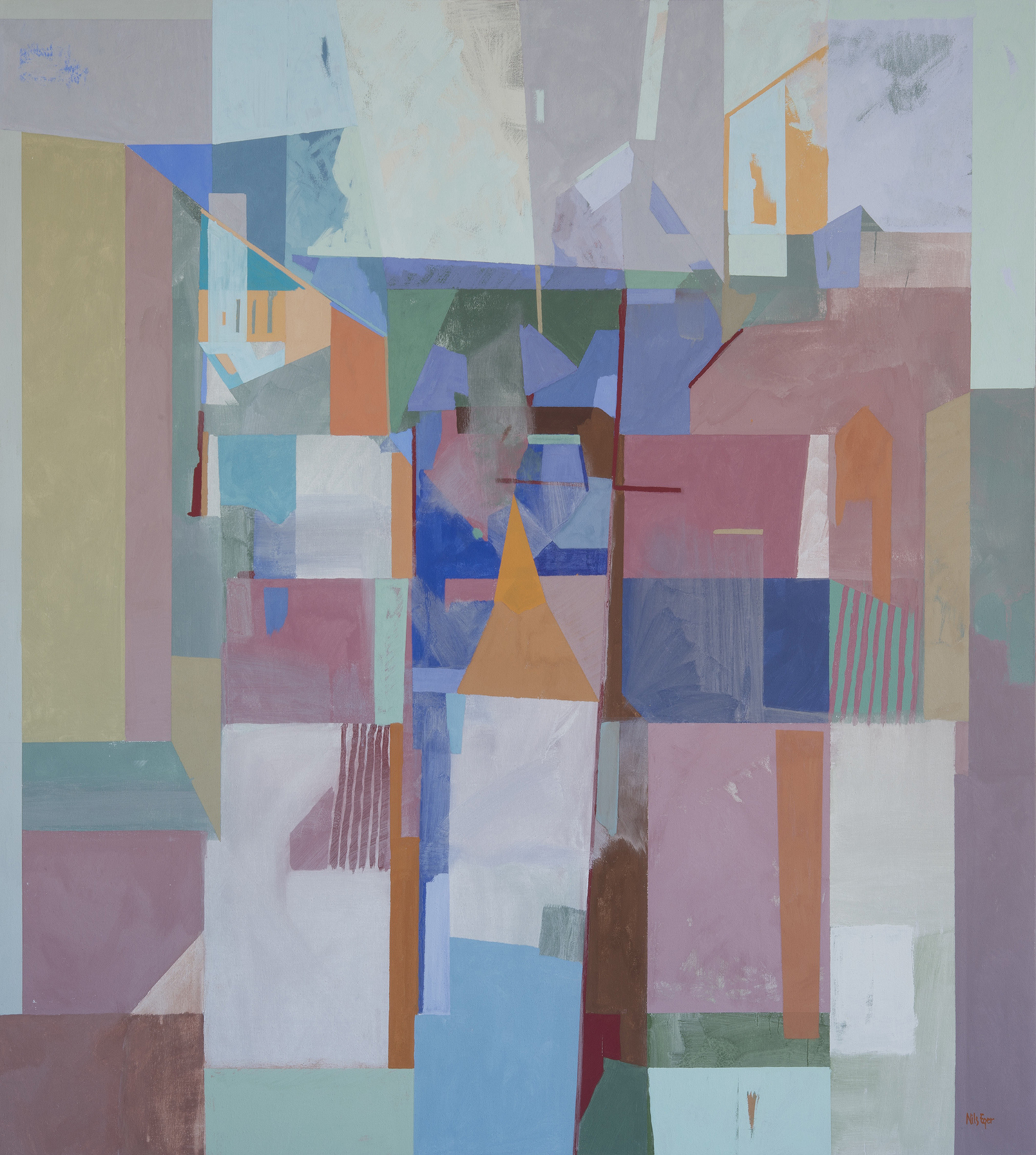 Bybilde 2015, tempera 145x130 cm Bilde på forside er fra utstilling ved Hå gamle prestegard, 2013 Foto av Line Anda Dalmar