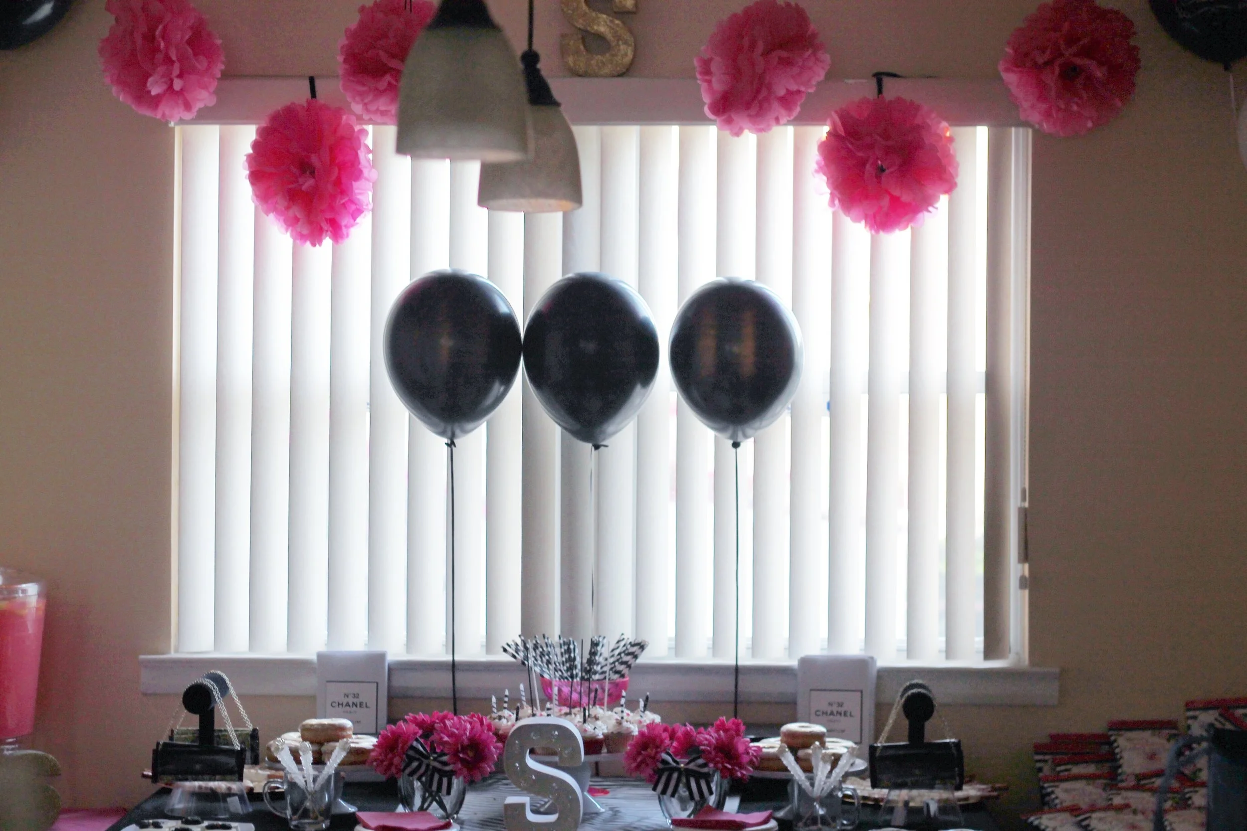 I didn't get great pics of everything as a whole :( but I got great closeups! Purchase pink tissue poms here .