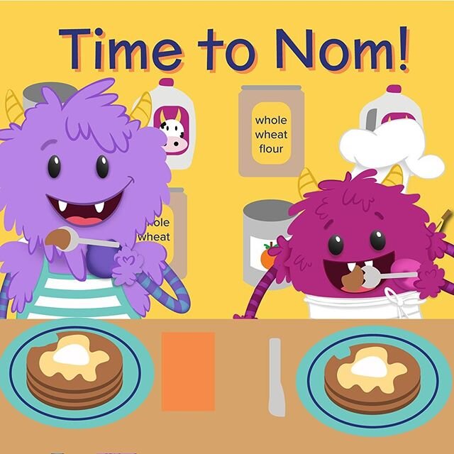 Make a stack of banana pumpkin pancakes with your kid chef! 🥞Recipe cartoon at link in profile.