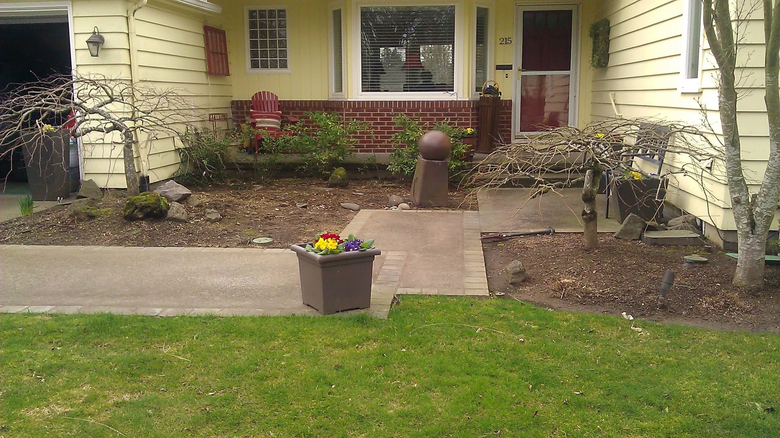 Portland After, Phase I . Railing and trees were removed. A wider, more modern walkway was installed.