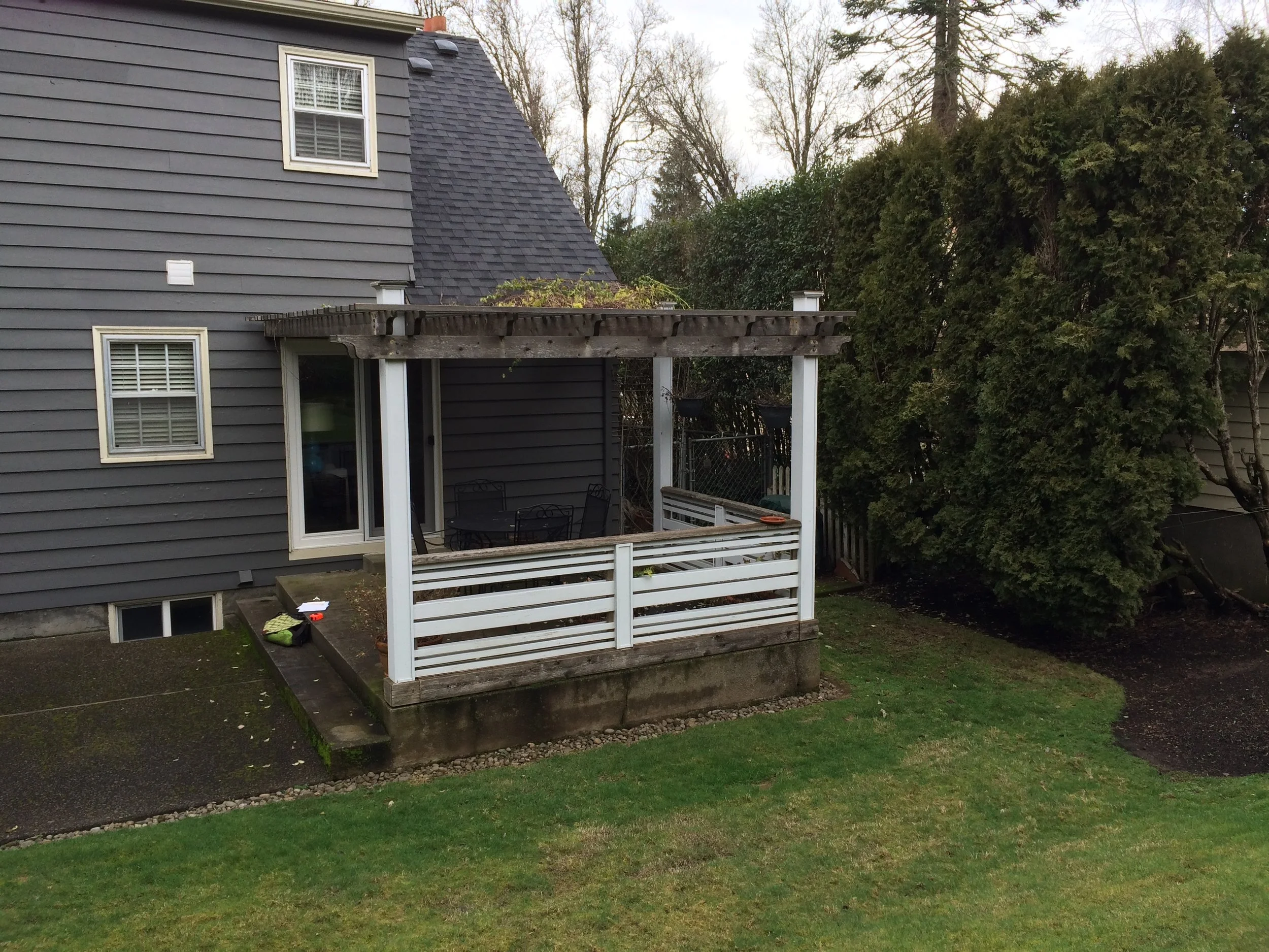 Sloping yard before