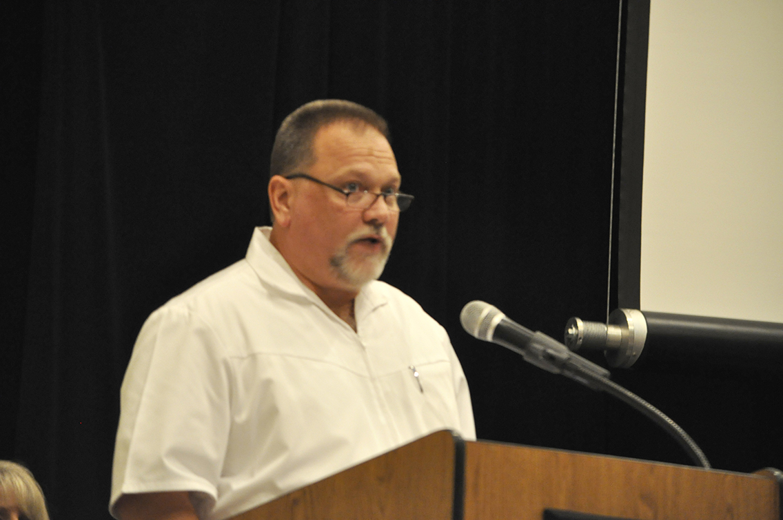 DSCC Nursing Class President Richard Keenan of Drummonds addresses his fellow classmates during DSCC’s nursing pinning ceremony Dec. 9.