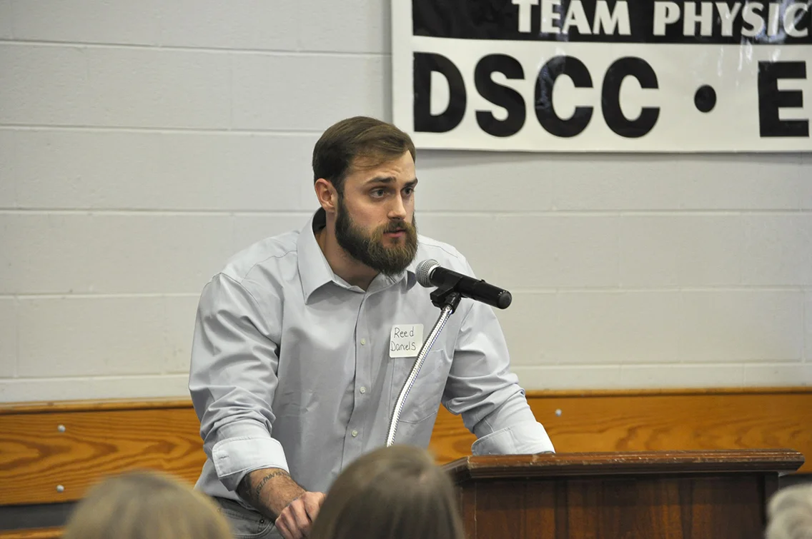 DSCC student Reed Daniels of Dyersburg thanked his scholarship donors during the College’s Annual Donor Scholar Luncheon March 30.