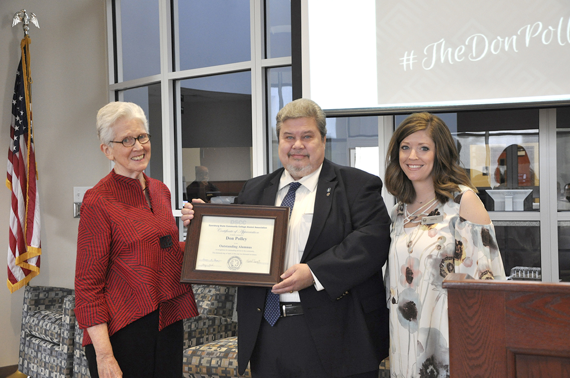 Don Polley of Trenton received DSCC’s Outstanding Alumni Award during the College’s annual spring conference for faculty and staff April 13.