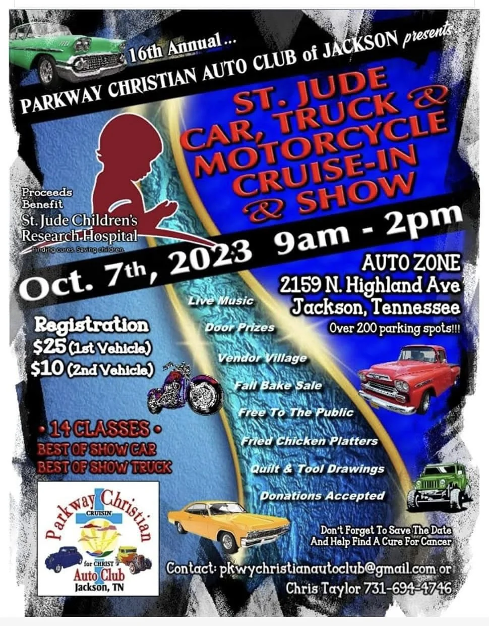 16th Annual Car, Truck, Motorcycle Show to Benefit St. Jude Children’s Research Hospital
