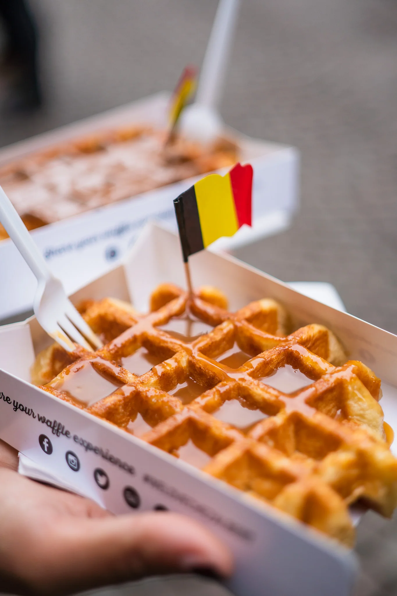This is a caramel-covered Liege waffle — my diet would consist solely of this if I lived in Bruges.