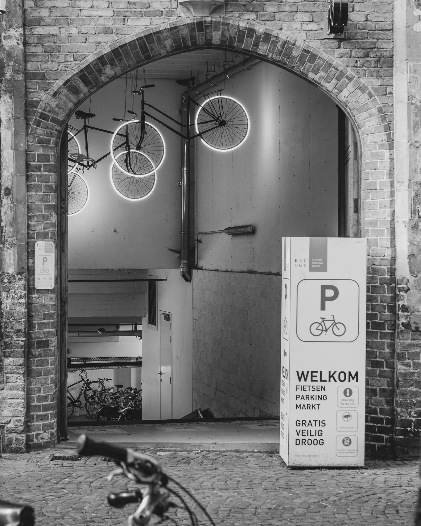 A cool bike garage. Or a ghost basement, who knows.