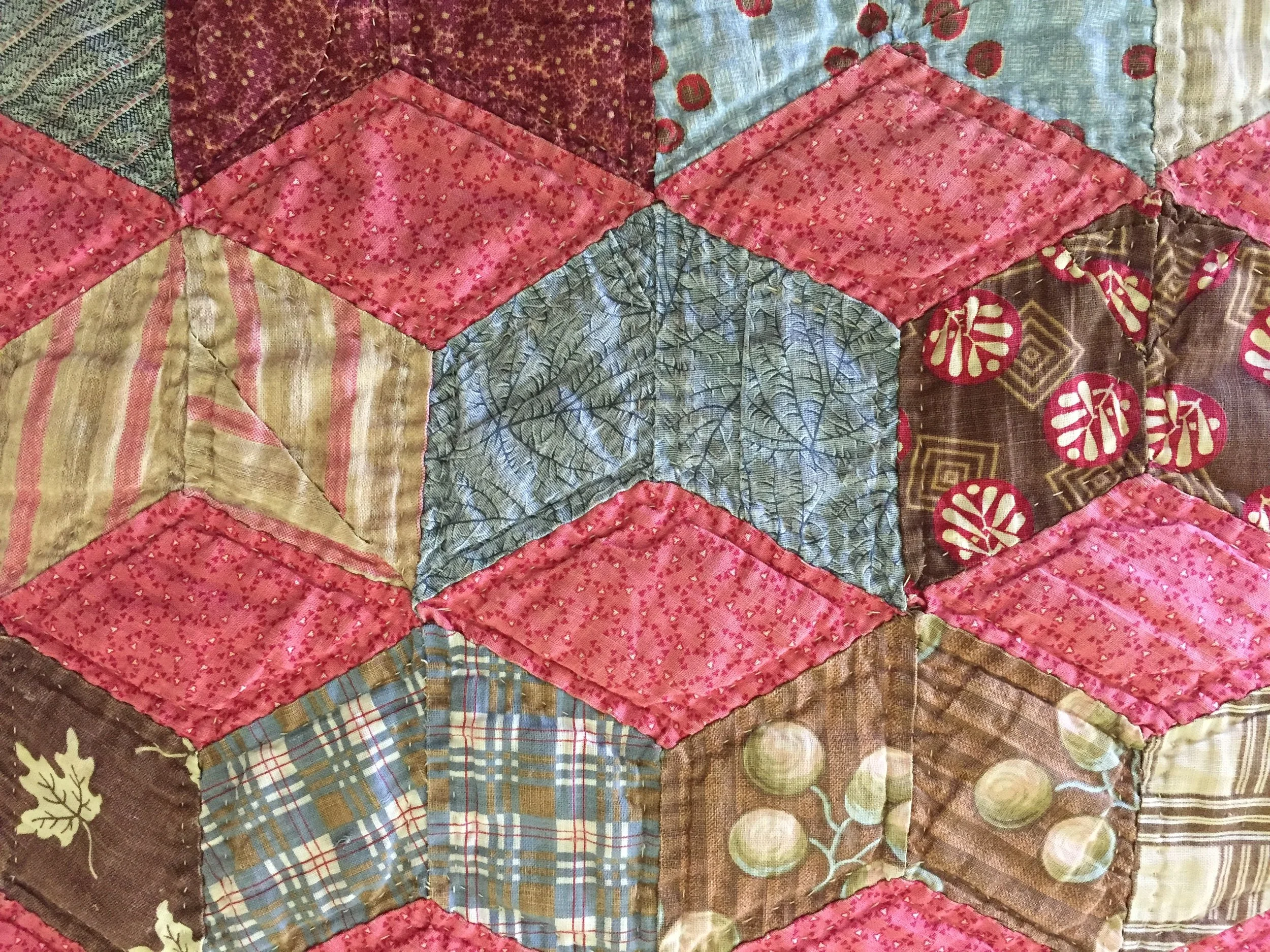 I purchased this quilt 25 yrs ago from a woman who lived near Paducah Kentucky, named Alma Perish. It was hand quilted in the 1920’s. Alma had the largest collection of vintage quilts I have ever seen. She knew the history of each quilt and sold them out of a tin roof cabin in the woods down a dirt road. We followed a hand written sign on a piece of scrap wood that said “quilts” and an arrow pointing down the road. I was quite young at the time and didn’t have a lot of money. I had picked out 3 quilts that I loved but knew I could only afford one of them. As I was trying to choose, Alma said to me “Honey, you take all three. Pay me what you can now and send me the rest when you have it.” She insisted that I take all three home with me that day! I sent her as much money as I could over the next year until I had paid them off. I’ll never forget Alma. What a beautiful soul she was.