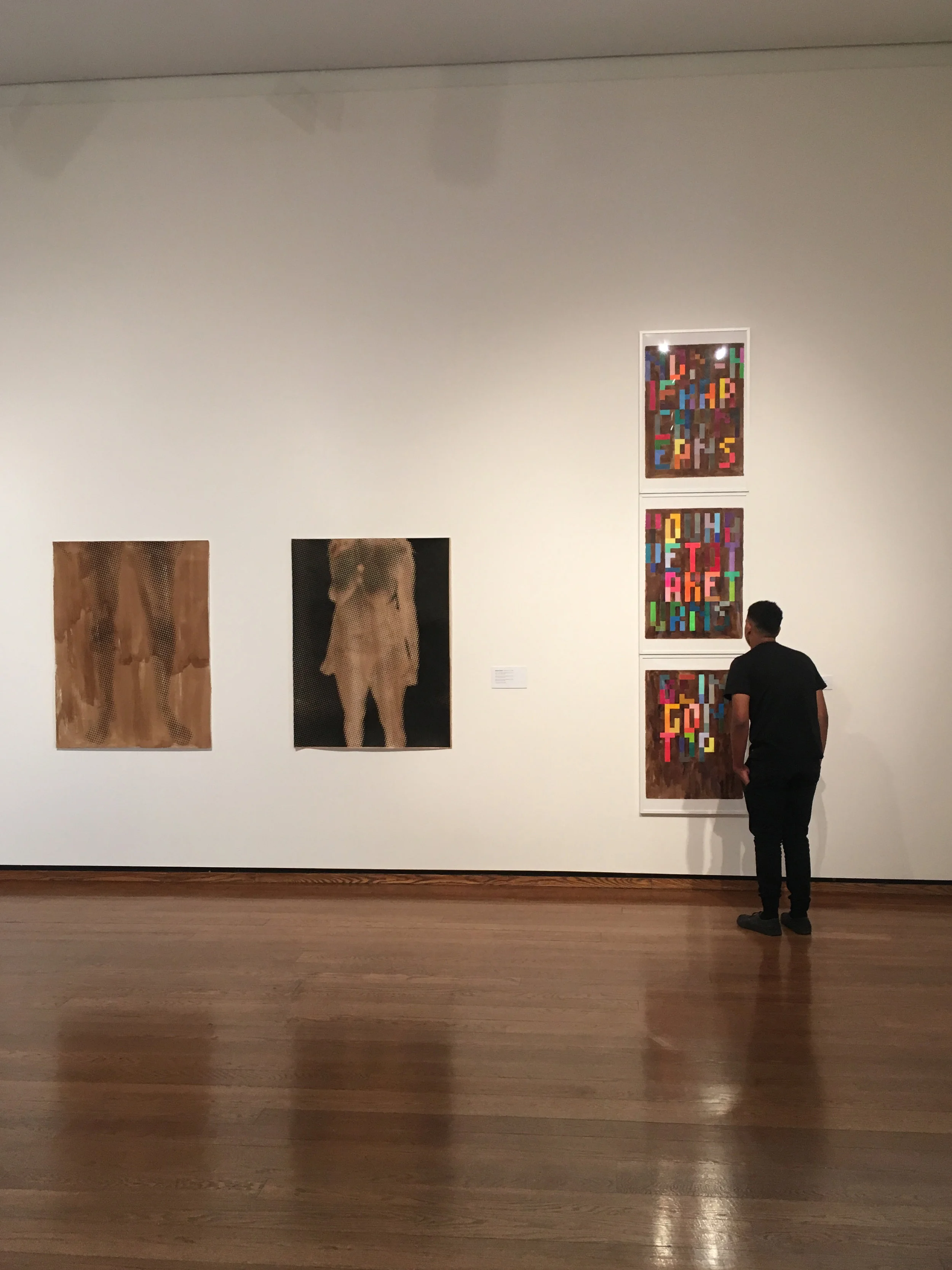  Installation shot of  Presence #2  and # 3,  and  Non-Hierarchy Means You Have to Take Turns on Top  from "Slogans from the Revolution that Never Was," part of Seen and Heard at the Everson Museum, Syracuse NY. June 10 – August 29, 2017. 