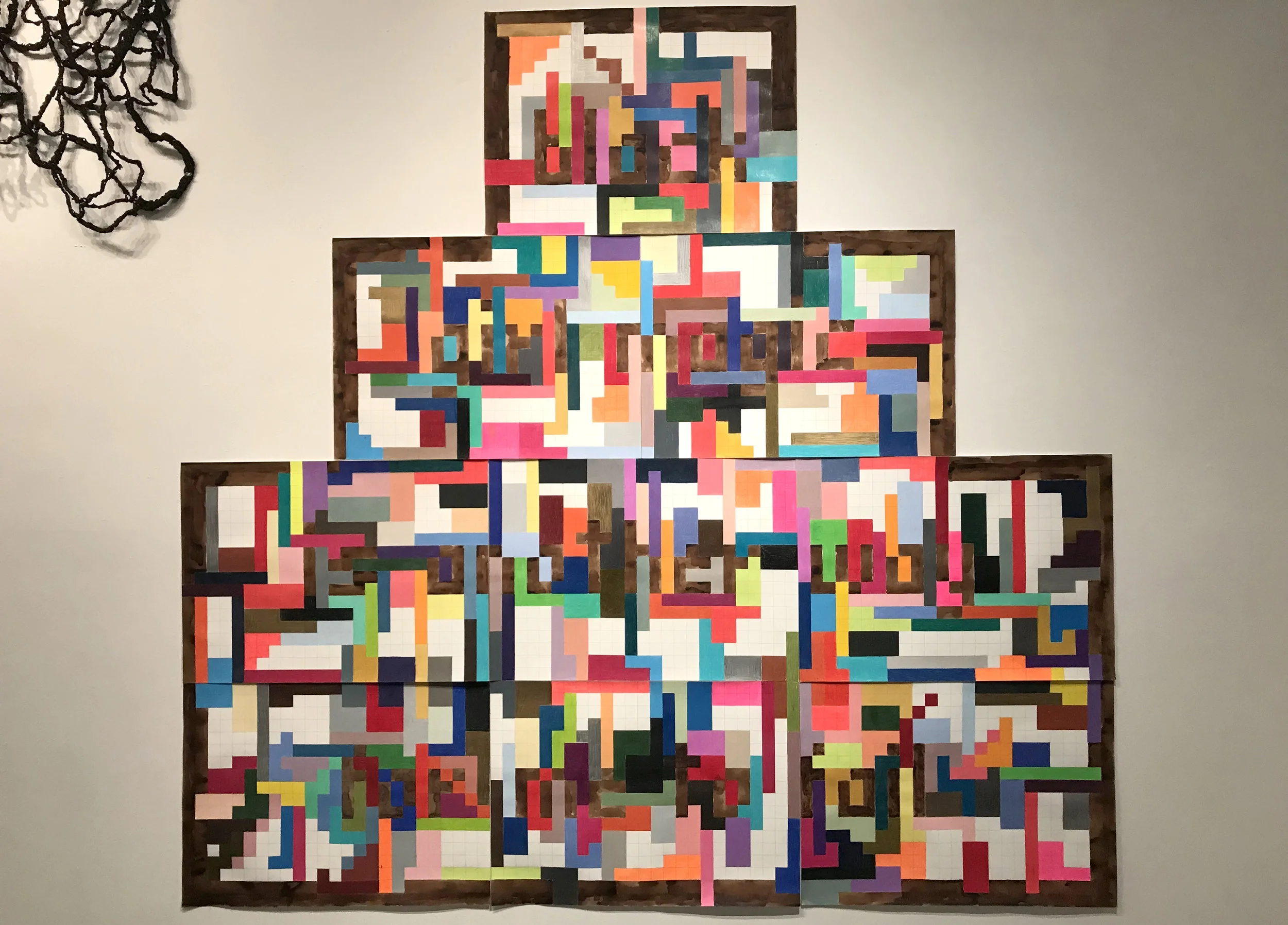 BGM Fail, 2019, Color Pencil and Walnut Ink, 88”x90”