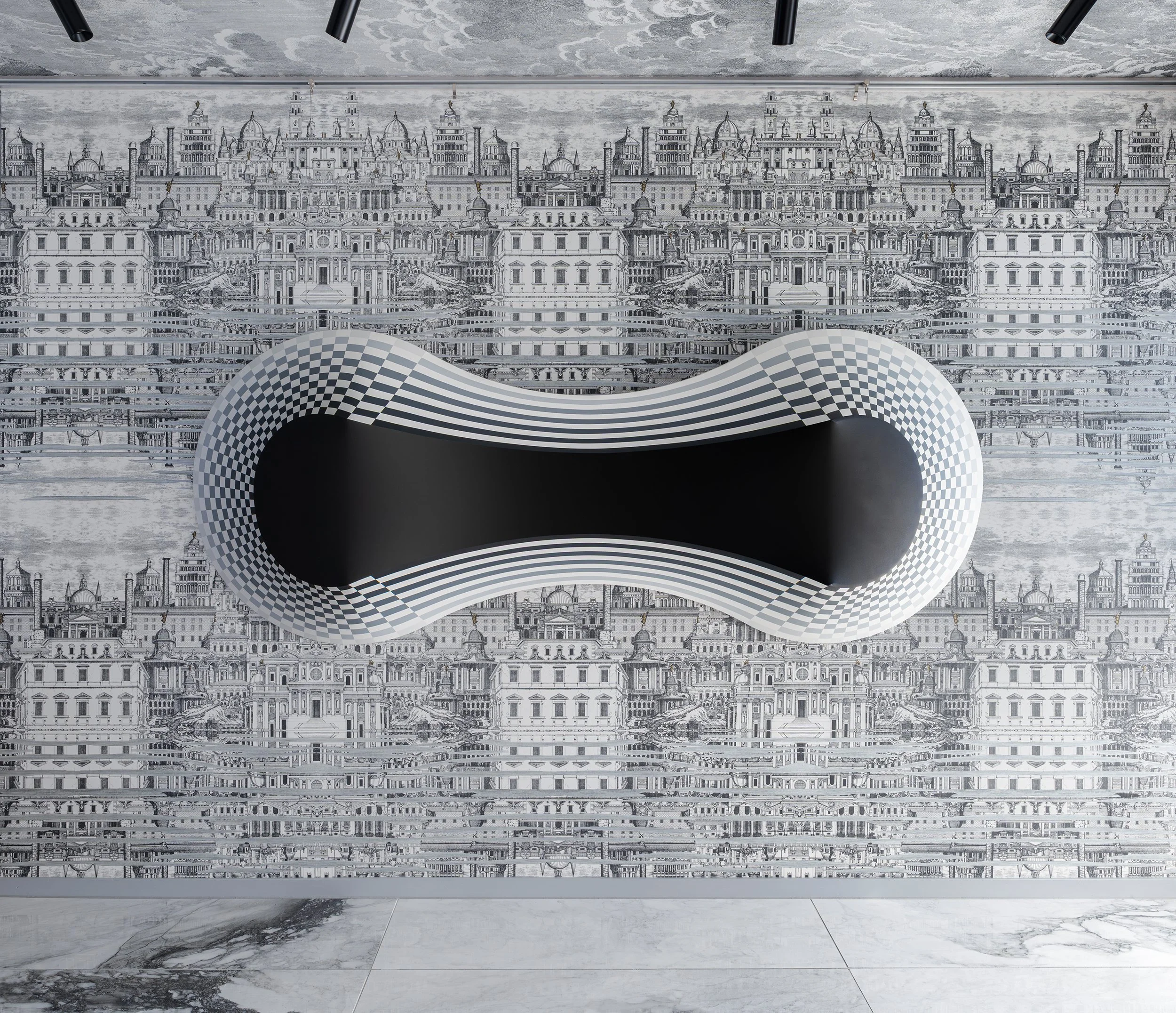   STRETCHING (IN)TENSION     Category:  &nbsp;Architectonic Painting   Year of Execution:   2025   Dimension:  &nbsp;225cm x 90cm x 24cm   Technique and Material:   Acrylic on Linen,  Structured by Architectonic Wooden Frame 