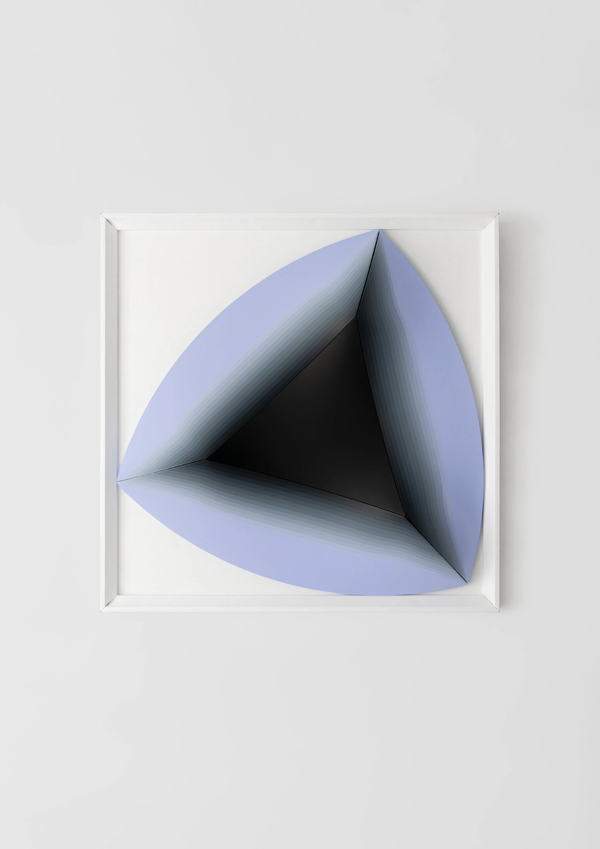   GEOMETRY OF RESTRAINT— Triangle inside Reuleaux Triangle inside Square      Category:   Architectonic Painting   Medium:   Acrylic on dyed linen, structured by architectonic wooden frames   Dimensions:   W 108 × H 108 × D 14 cm &nbsp;    Year of Ex