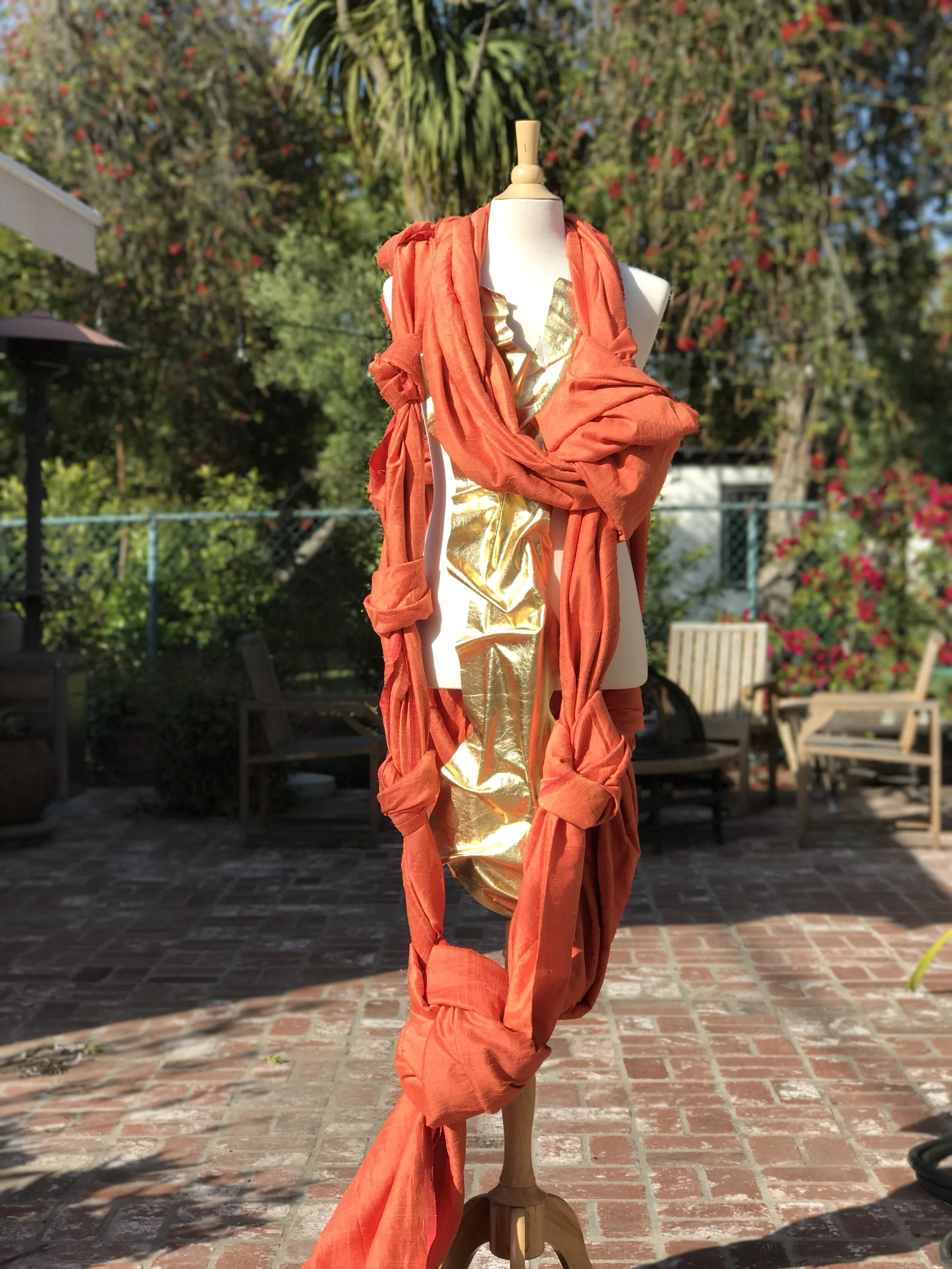 Knot Dress in Orange and Gold