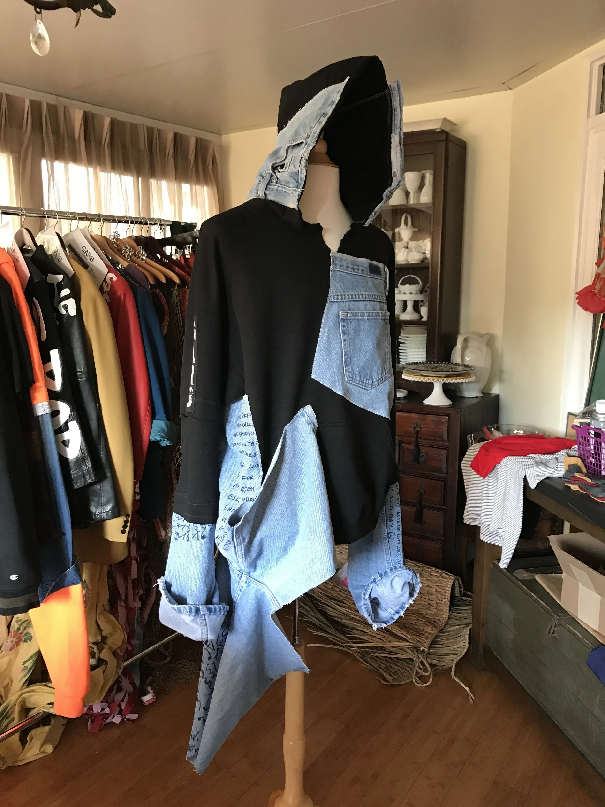 Patch Hoodie in Denim