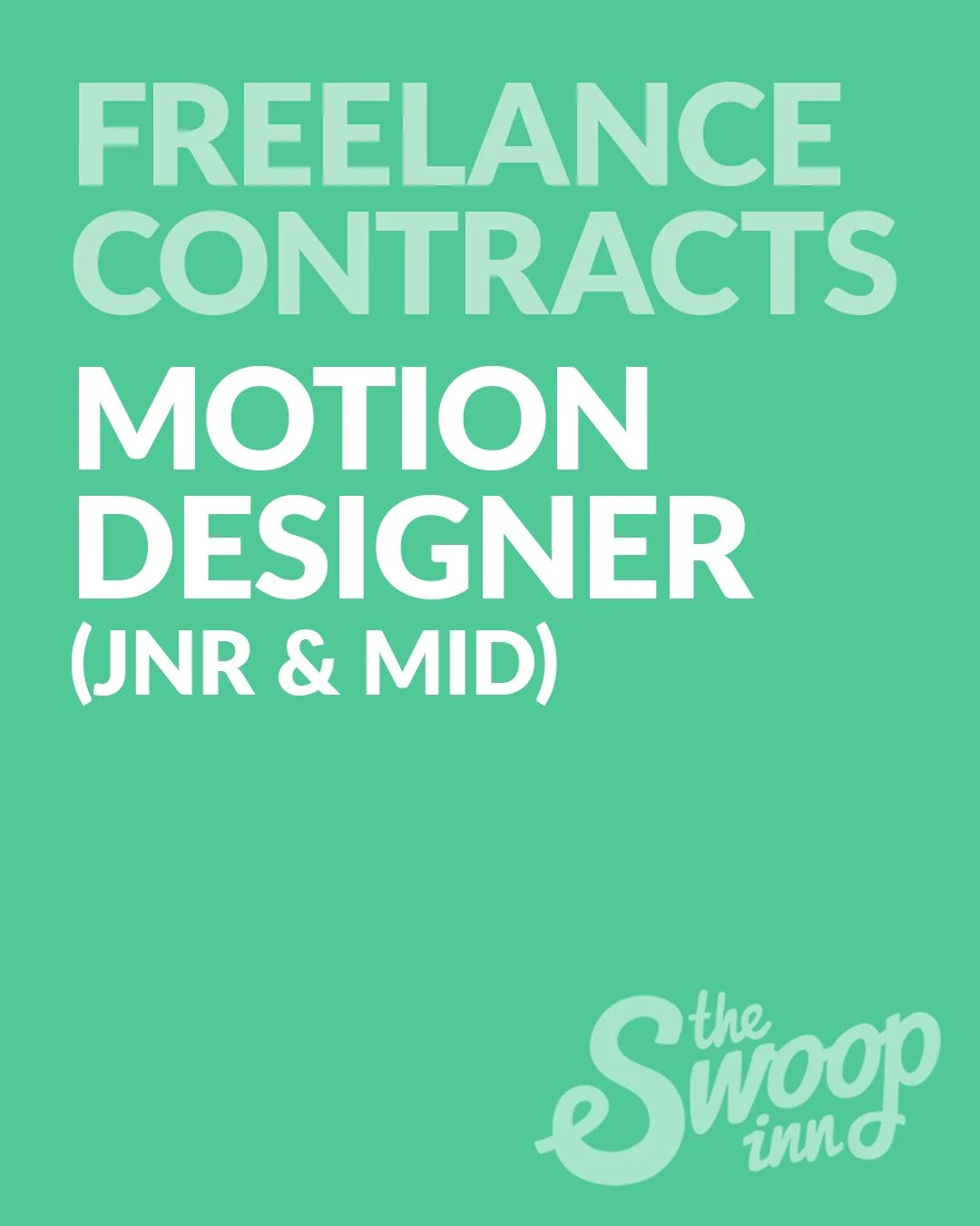 Freelance Motion Graphic Designers (junior &amp; mid level)
APPLY NOW: To find out more about freelance &amp; permanent opportunities with the best agencies and brands in town, visit the jobs page on our website: https://theswoopinn.com/jobs
.
.
.
#t