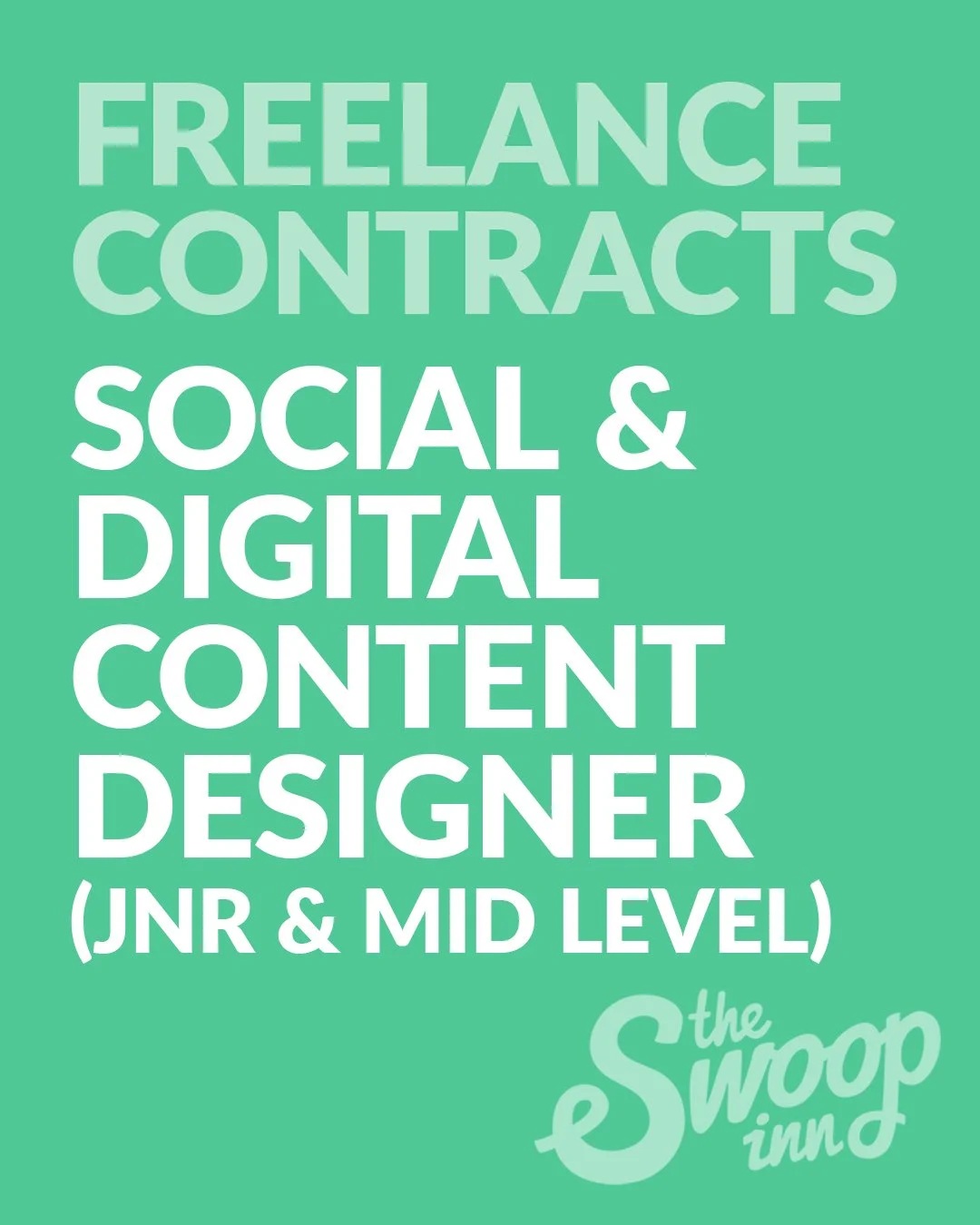 A call out to all talented Social &amp; Digital Content Designers (junior &amp; mid level) for freelance contracts. Check out our jobs page for more&hellip; 
.
.
#theswoopinn #creative #freelance #freelancework #freelancers #creativetalent #creativej