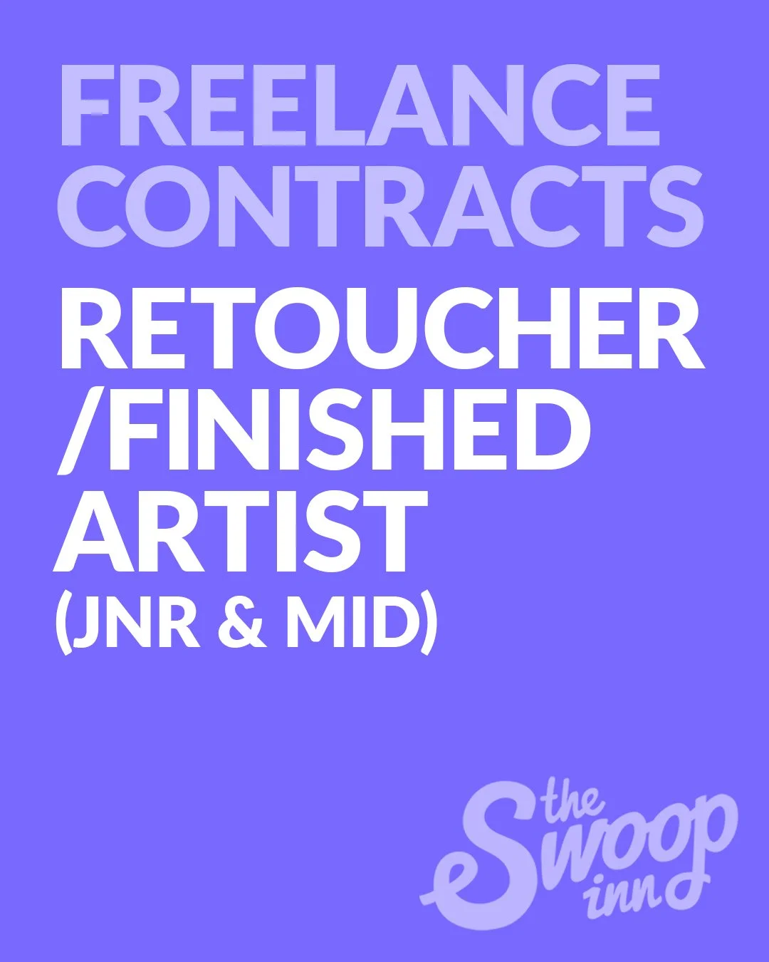 A call out to all talented Retouchers (junior &amp; mid level) for freelance contracts. Check out our jobs page for more&hellip; 
.
.
#theswoopinn #creative #advertising #designagency #agencylife
#recruitment #agency #recruiter #creativerecruitment  