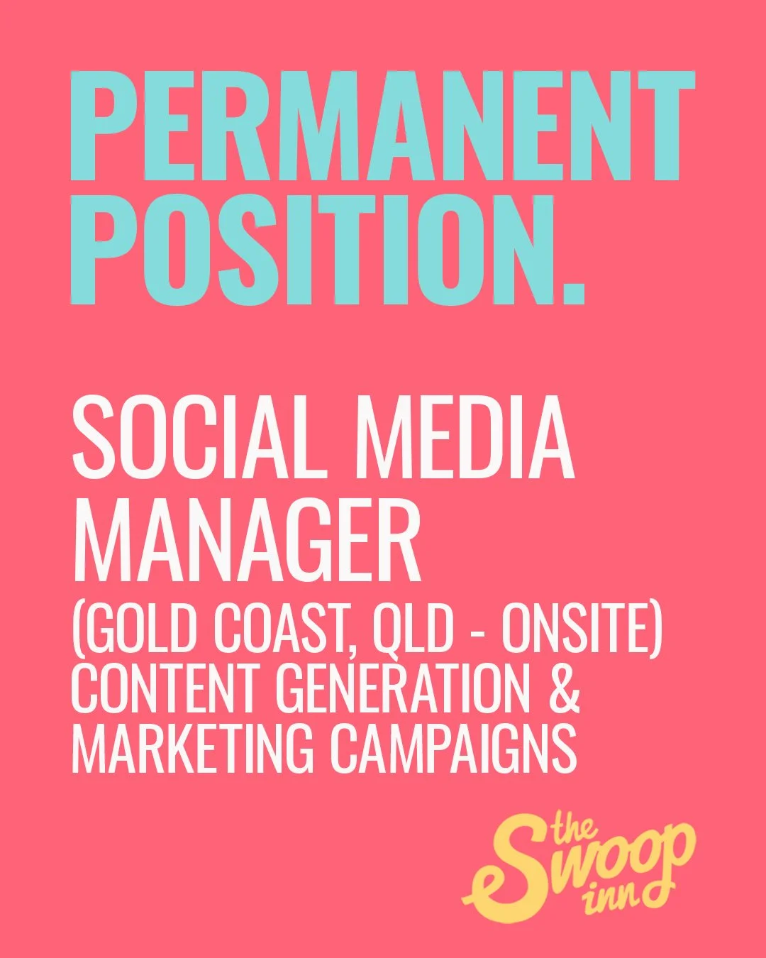 An exciting client has engaged Swoop to look for the next permanent member of their team - Social Media Manager (Gold Coast, QLD). Check out our jobs page for more.
#theswoopinn