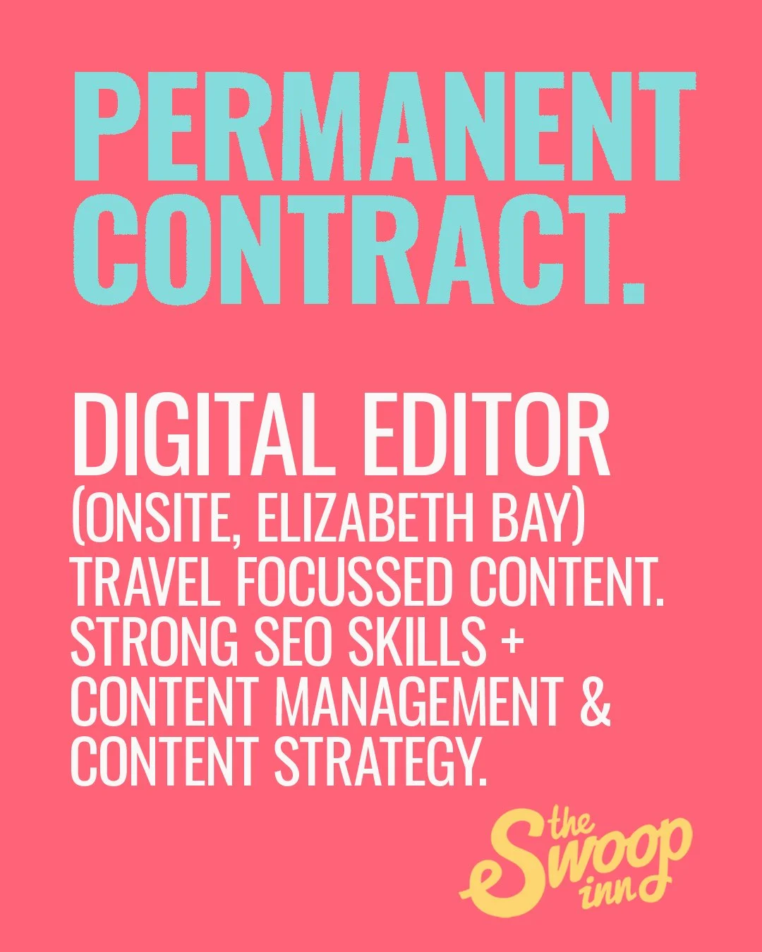 Now recruiting a permanent Digital Editor (Sydney).
Check out our jobs page for more... https://theswoopinn.com/jobs
