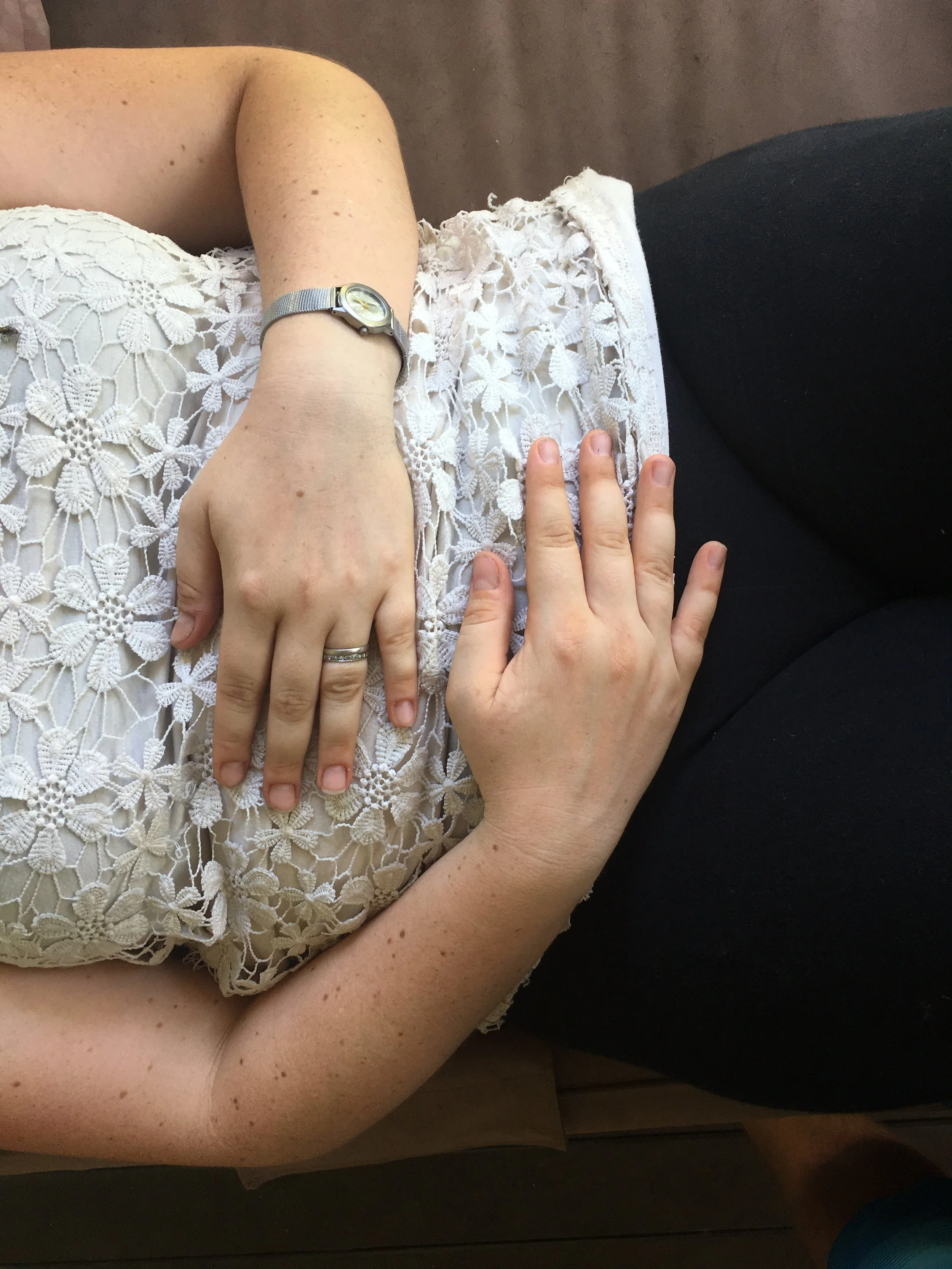 Positioning of hands for Abdominal breathing awarness