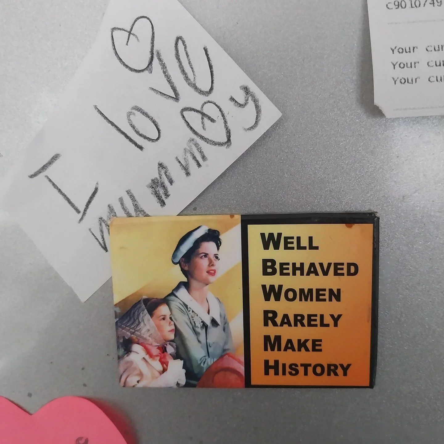 When I was a kid in the 90s, I had a purple ruler from a campaign that said
&ldquo;Women can do anything.&rdquo;

As a result, I grew up a feminist.

Now my kids have magnets like this on our fridge.

Same spirit.
Different season.

Back then it felt