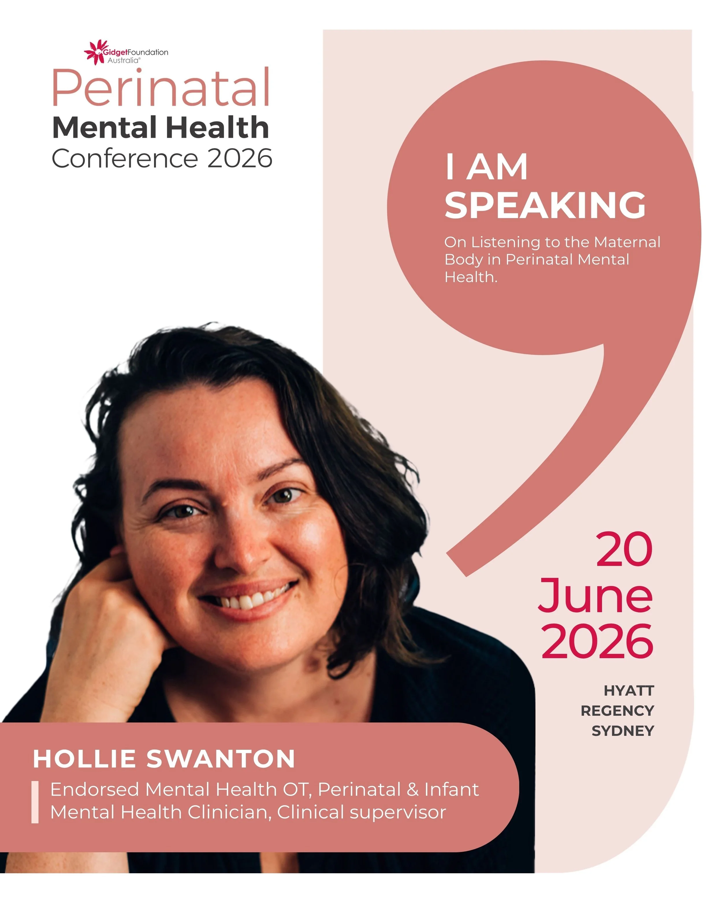 I&rsquo;m pleased to share that I&rsquo;ll be presenting at the 2026 Gidget Foundation Australia Perinatal Mental Health Conference 2026 in June.

Two years ago, at the last Gidget conference, I remember sitting in the audience reflecting on where Oc