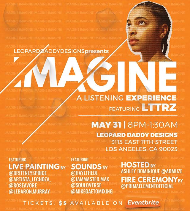 NEXT FRIDAY MAY 31st 
Is the listening party for my album &ldquo;IMAGINE&rdquo;. I&rsquo;m so excited for everyone who will share in this beautiful experience. Very Thankful🙏🏽. It will definitely be a movie!! Purchase your tickets!! Link in bio!! =