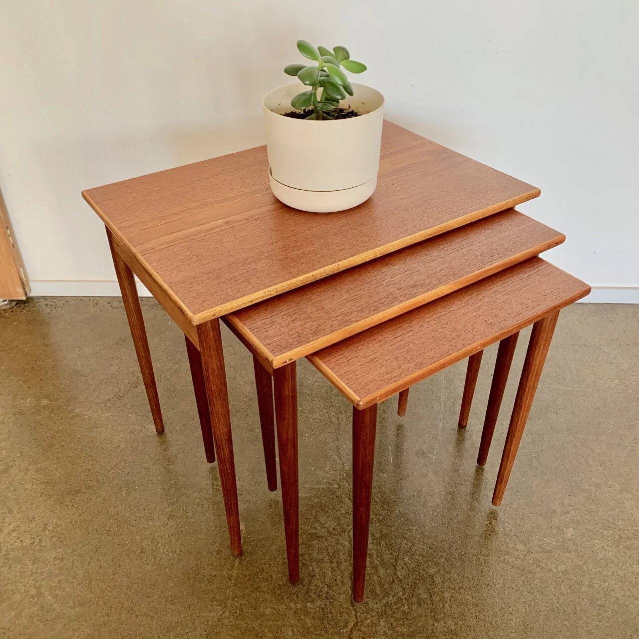Teak nest of three tables