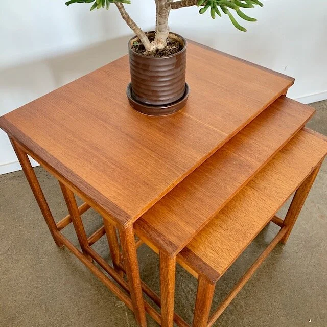 Oak nest of three tables