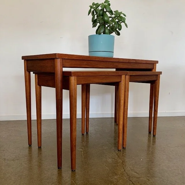 Teak nest of three tables