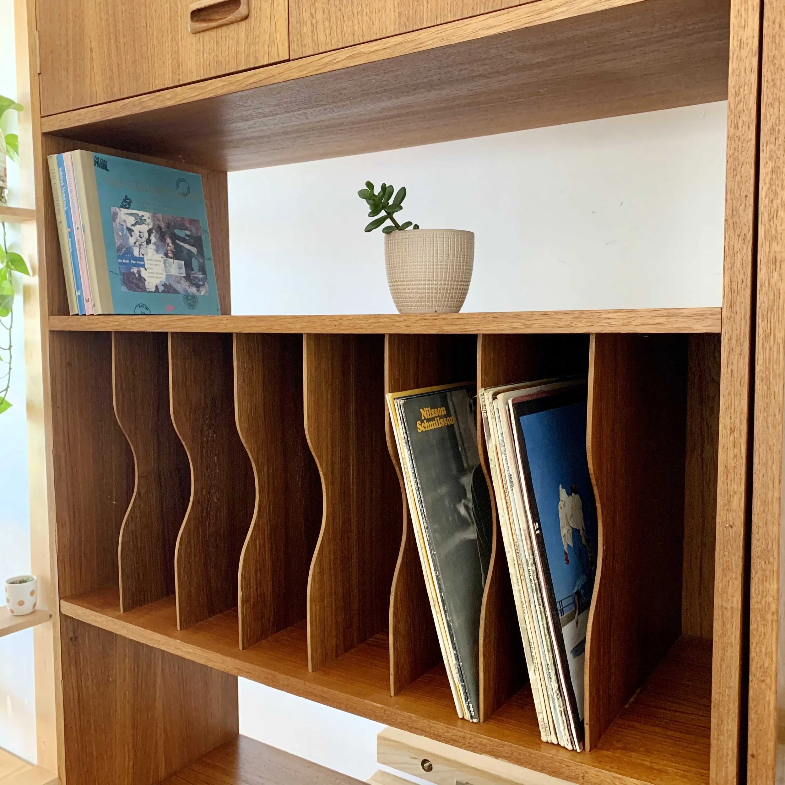 Teak hi-fi record display cabinet