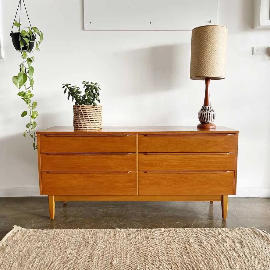 Teak chest of six drawers